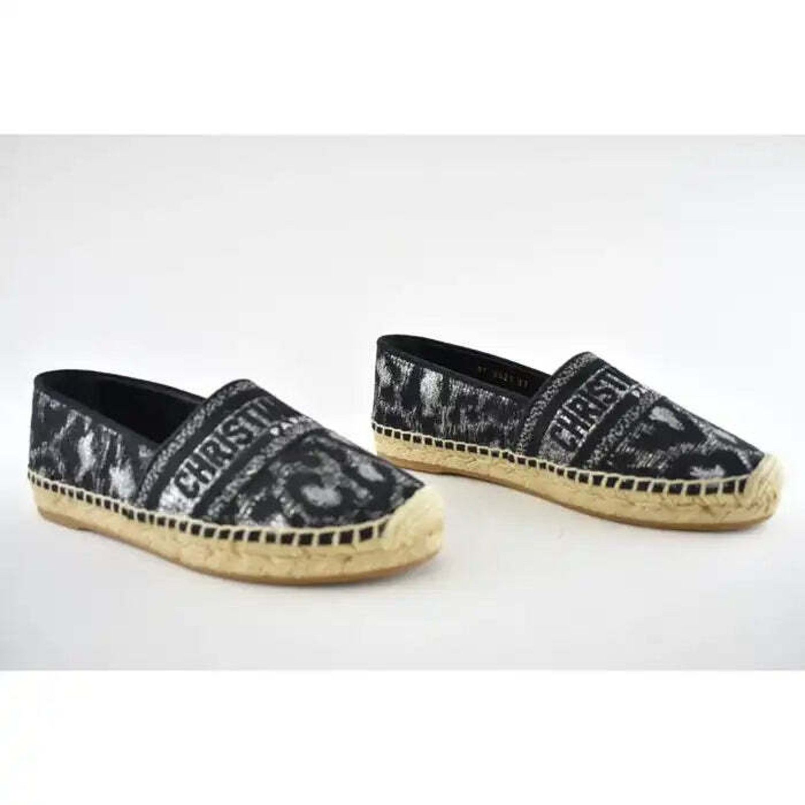 Dior Granville Mizza Lurex Embroidered Logo Espadrille Flat 37 Size US 7 / IT 37 - 3 Thumbnail