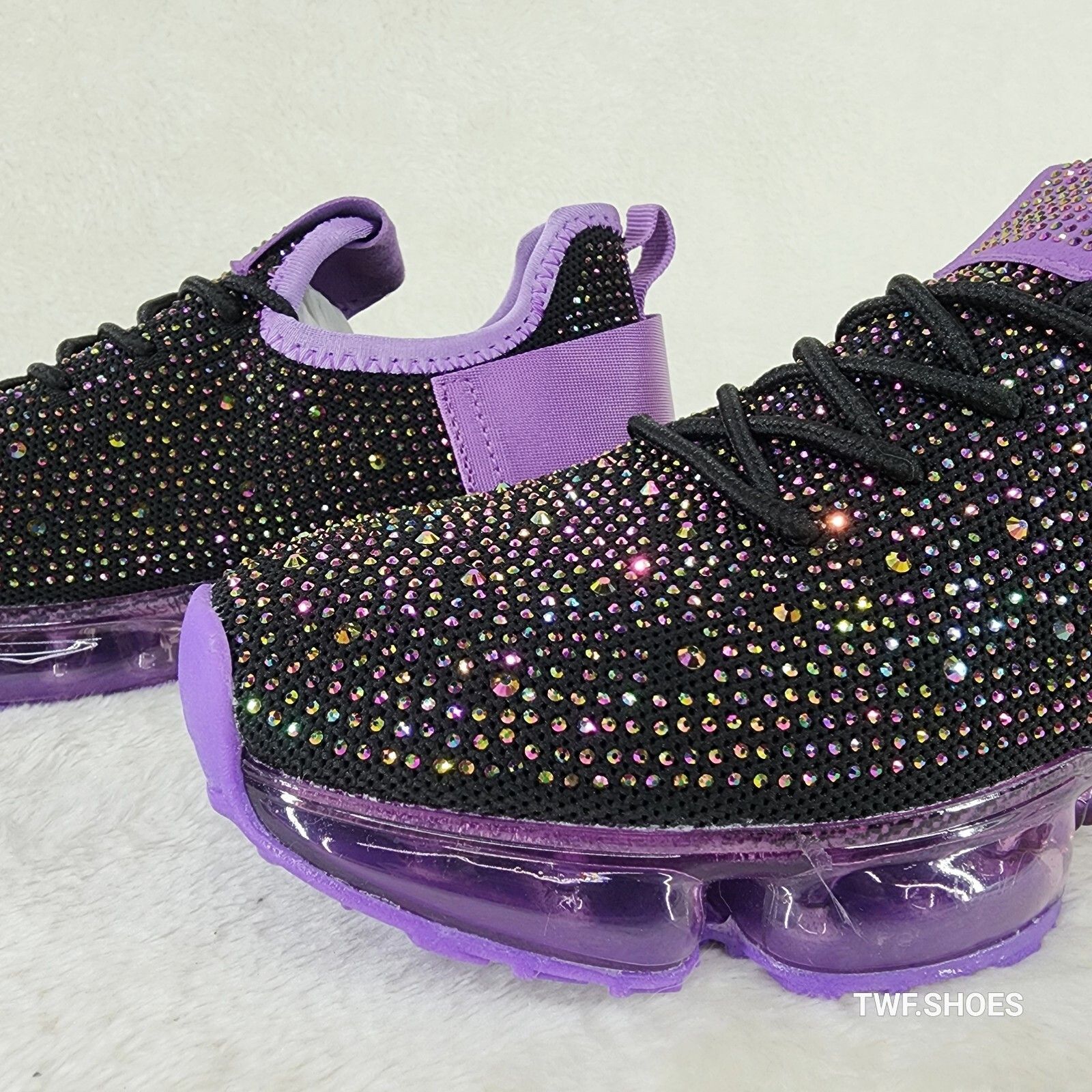 Other Dazzle Glow Purple Slip On Pull Tie Comfy Rhinestone Tennis Size US 7.5 / IT 37.5 - 6 Thumbnail