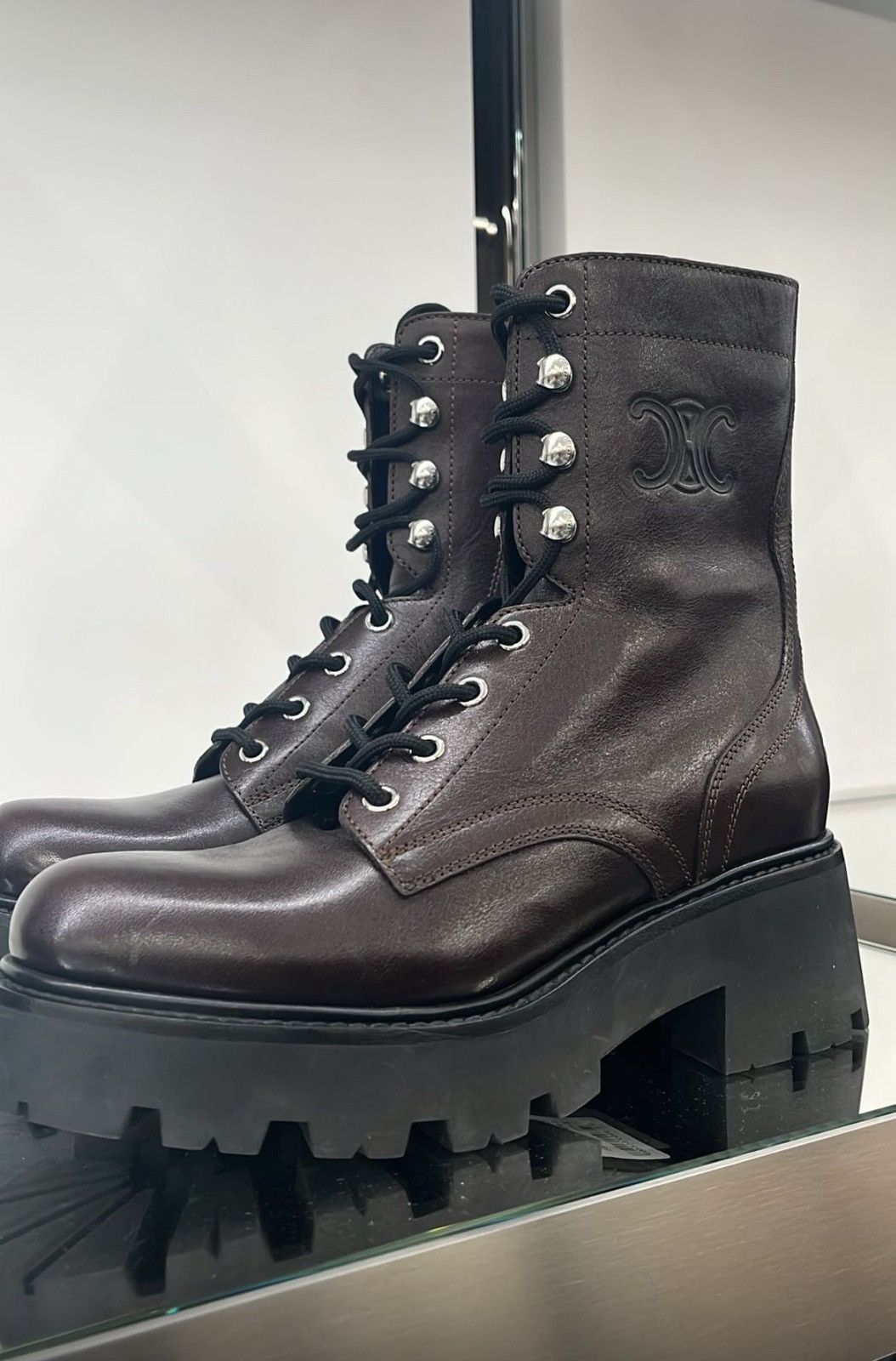 Celine CELINE BULKY LACE-UP BOOT in CALFSKIN - VEGETAL TANNING Size US 6 / IT 36 - 1 Preview