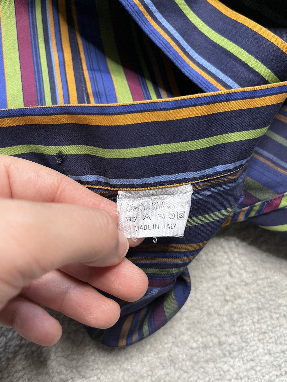 Etro Vintage Green Blue Striped Etro Button Up shirt Designer Size US XL / EU 56 / 4 - 5 Thumbnail