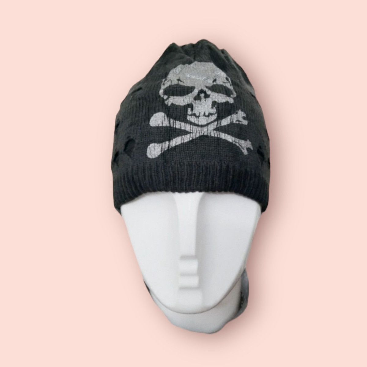 Other SKULL PUNK BONDAGE REVERSIBLE STRIPED DISTRESSED BEANIE Size ONE SIZE - 3 Thumbnail