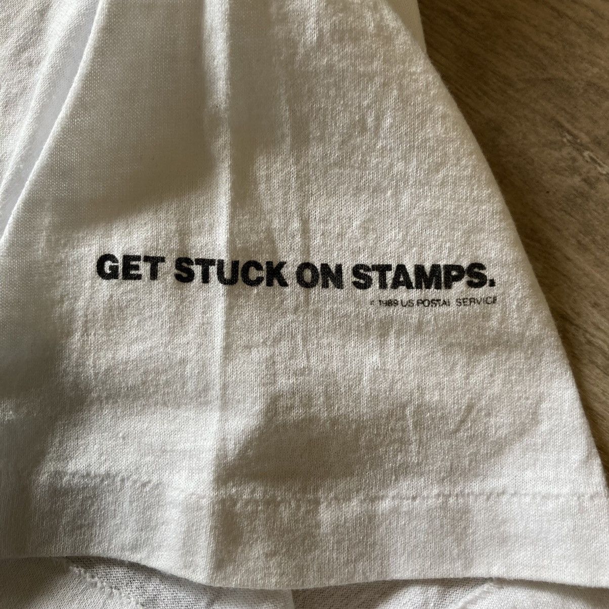 Vintage 1980s How to Lick a Tyrannosaurus Rex USPS stamp promo tee Size US L / EU 52-54 / 3 - 4 Thumbnail