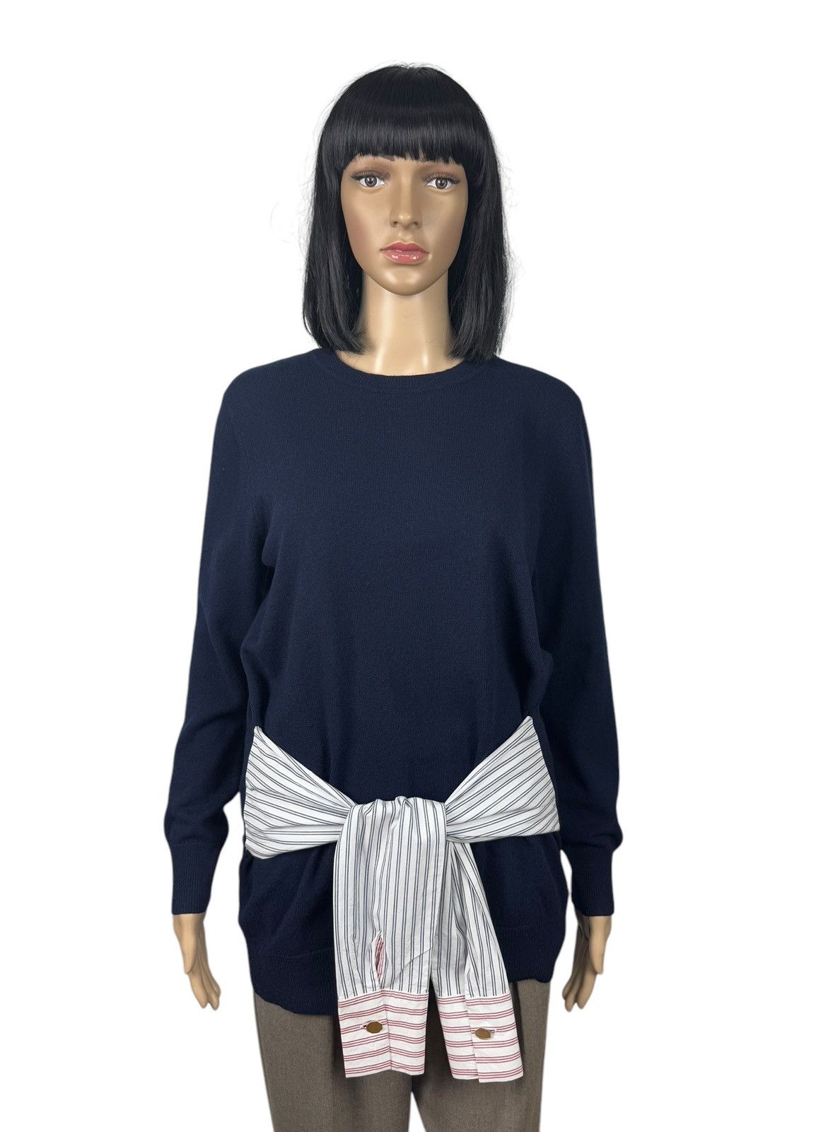 Sandro Sandro Suzanne Poplin-Trimmed Knit Sweater Wool-Cashmere 1 Size S / US 4 / IT 40 - 1 Thumbnail