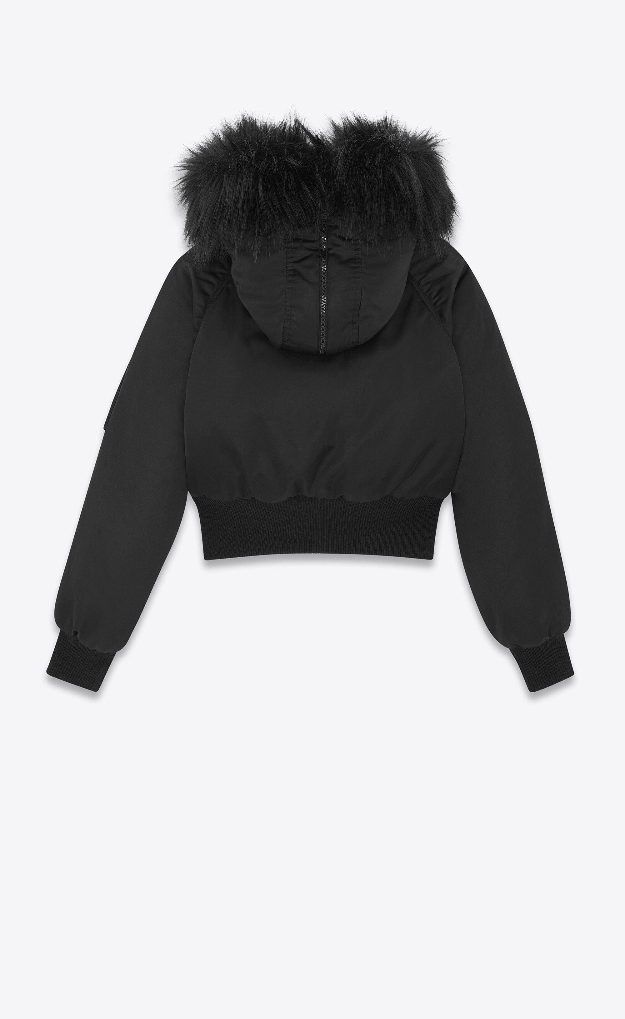 Saint Laurent Paris o1tp1o0125 Cropped Bomber Jacket in Black Size US L / EU 52-54 / 3 - 3 Thumbnail