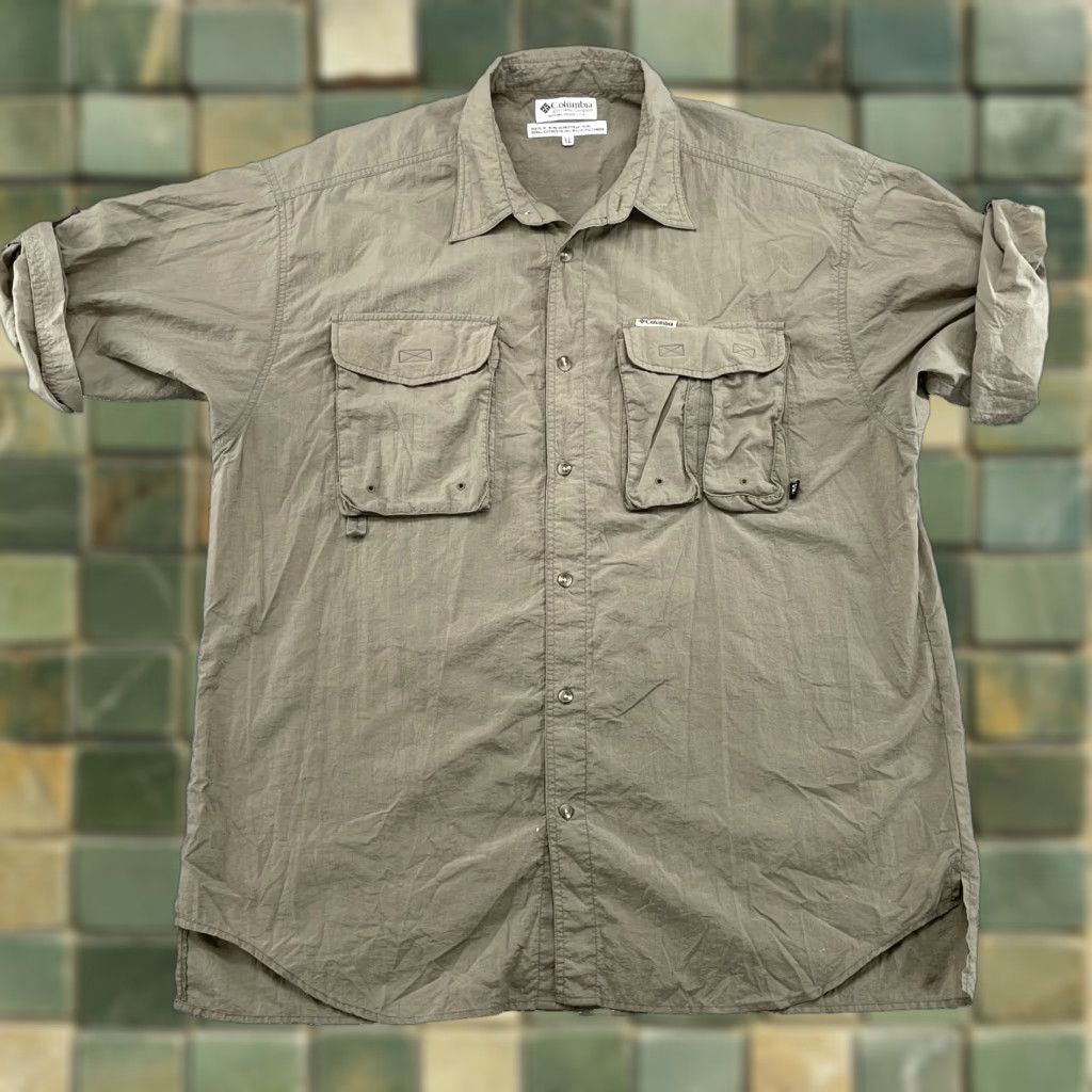 VINTAGE Columbia Shirt Men XL Brown Fishing Utility Outdoor Gear Camping Gorp Hunter Hiking Apparel