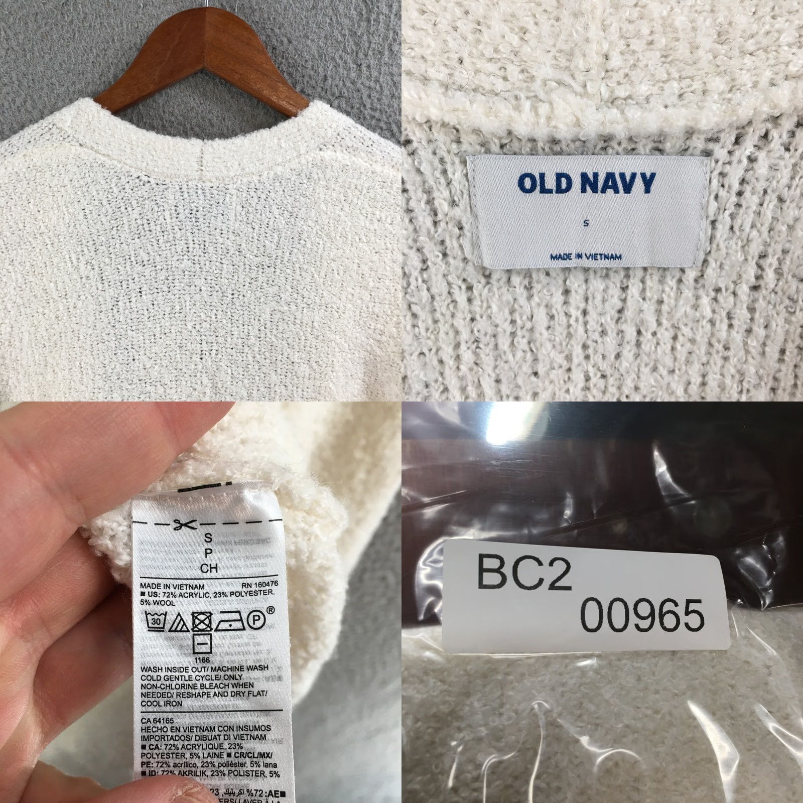 Old Navy Old Navy Cardigan Womens S Ivory Open Front Long Sleeve Knit Sweater Pockets Size S / US 4 / IT 40 - 9 Thumbnail