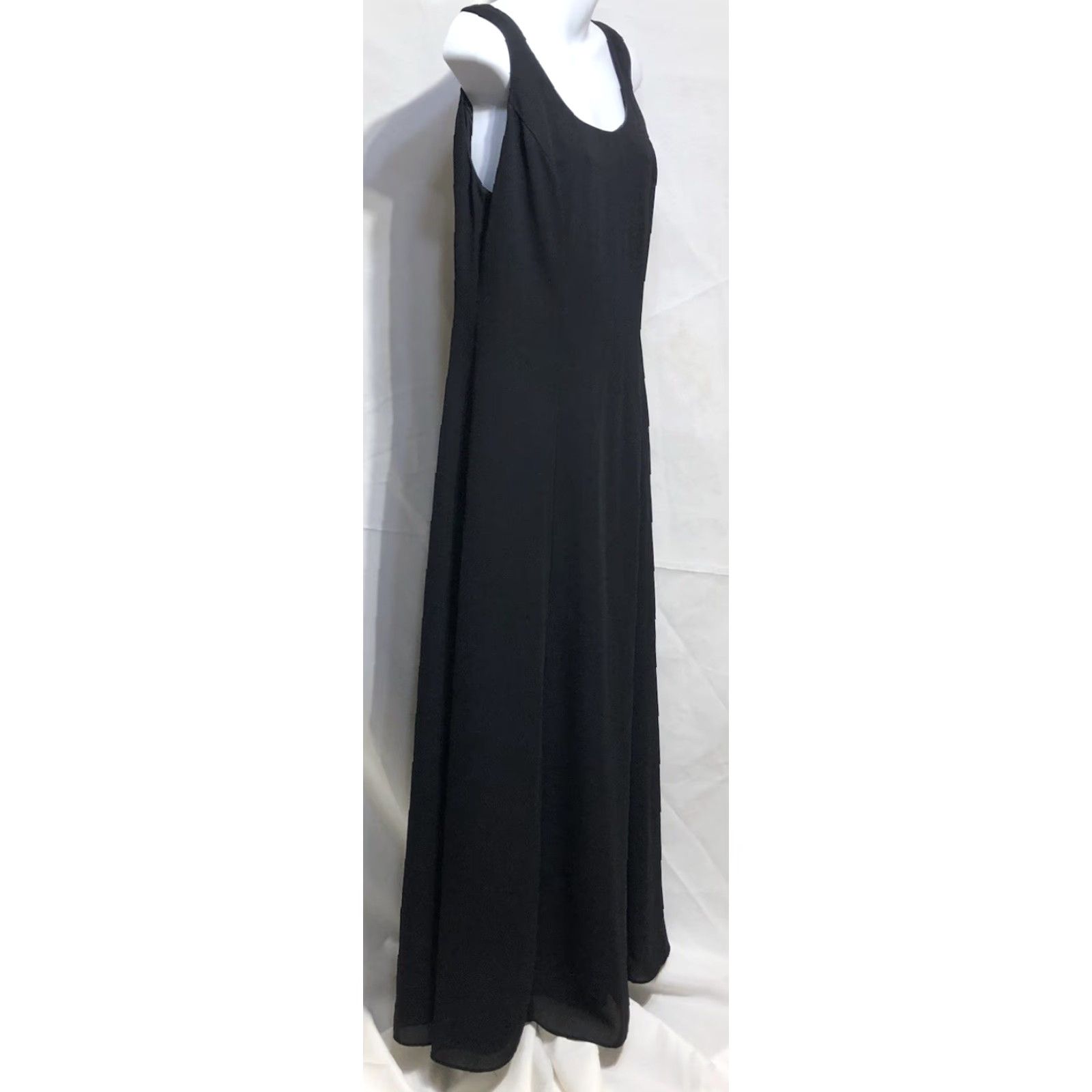 Vintage VINTAGE Onyx Nite Maxi A-Line Sleeveless Dress Gown 10 Black Scoop Neck Formal Prom Party/Cocktail Size L / US 10 / IT 46 - 2 Thumbnail
