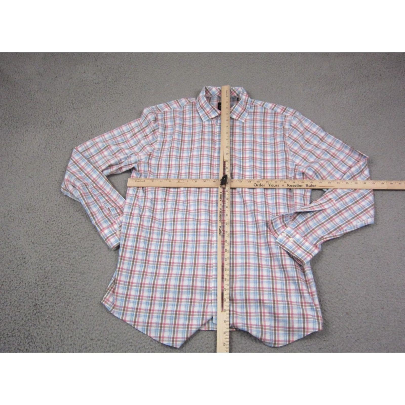 johnnie-O Johnnie-O Shirt Mens Large Pink Brown Plaid Button-Up Casual Classic Comfort Size US L / EU 52-54 / 3 - 6 Thumbnail