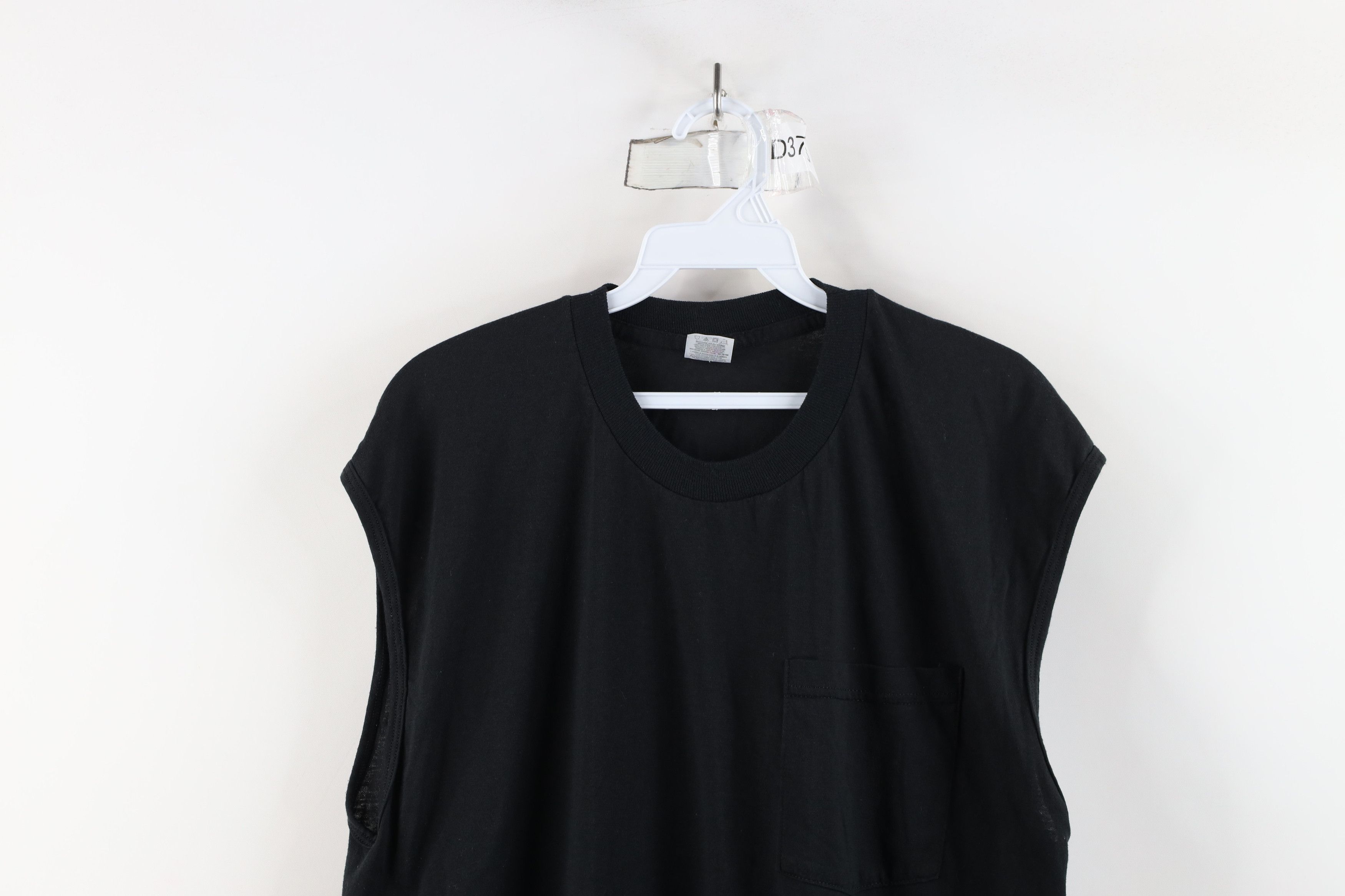 Vintage Vintage 90s Streetwear Blank Sleeveless Muscle T-Shirt Black Size US XL / EU 56 / 4 - 2 Thumbnail