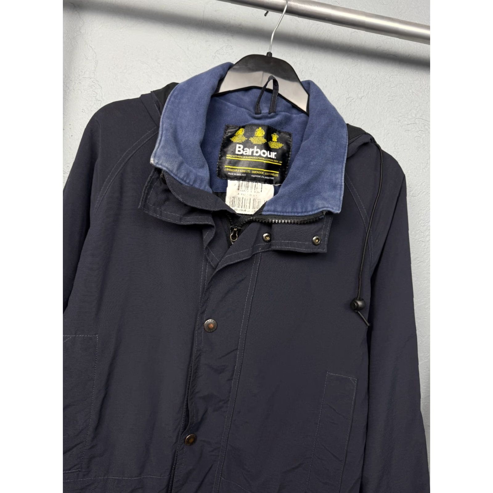Barbour VINTAGE Barbour Jacket 90s Mens Nylon Blue S - 90s Rain Coat, Zip Closure, Barbour, Jacket, Men, Size S, Blue, Nylon, 90s Theme Size US S / EU 44-46 / 1 - 2 Thumbnail