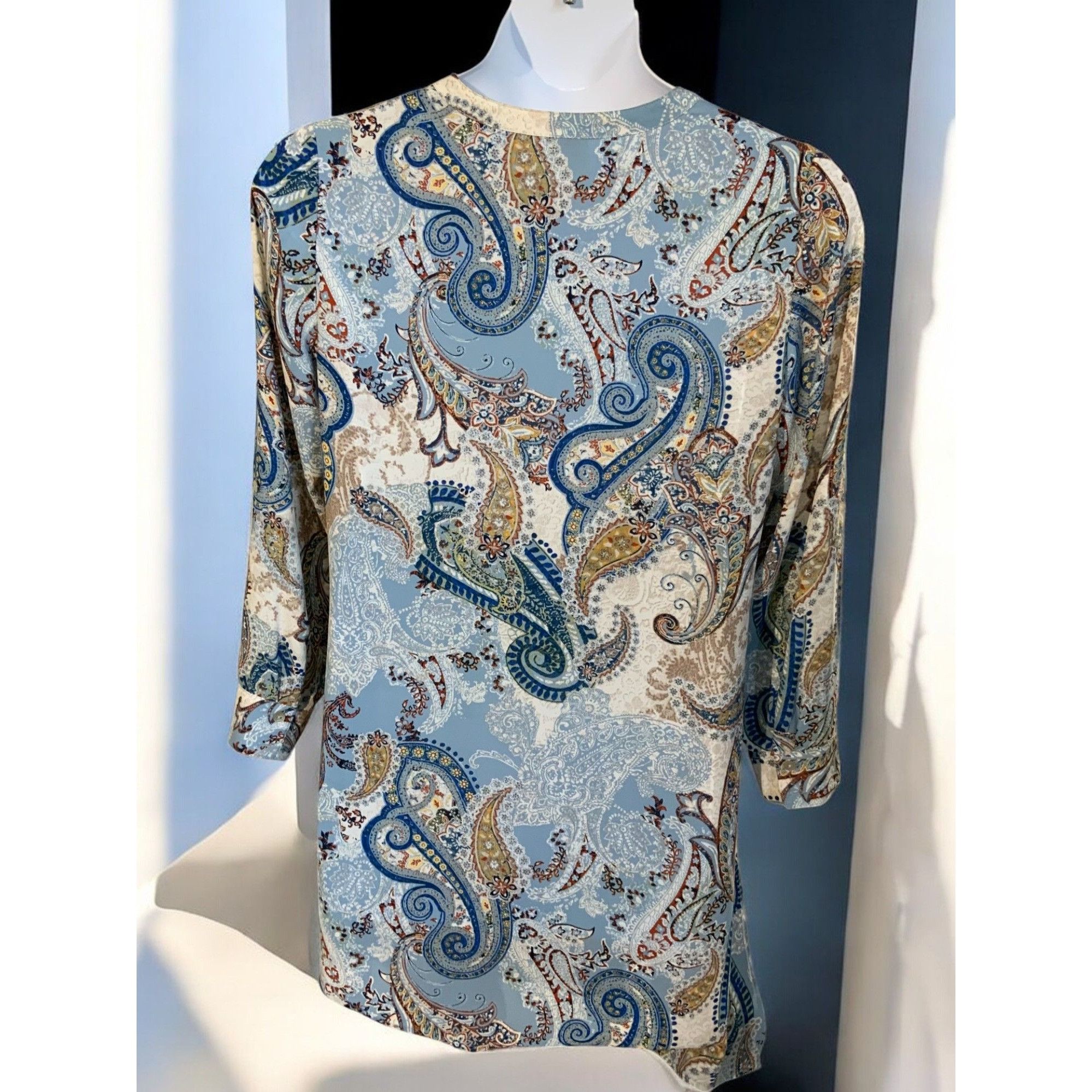 Chicos Chicos Womens Paisley Layered Tunic Top Medium Blue Beige Size M / US 6-8 / IT 42-44 - 5 Thumbnail
