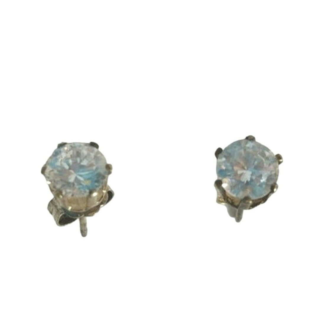 The Unbranded Brand Brilliant Cut Cubic Zirconia Stud Earrings Sterling Silver Size ONE SIZE - 2 Thumbnail