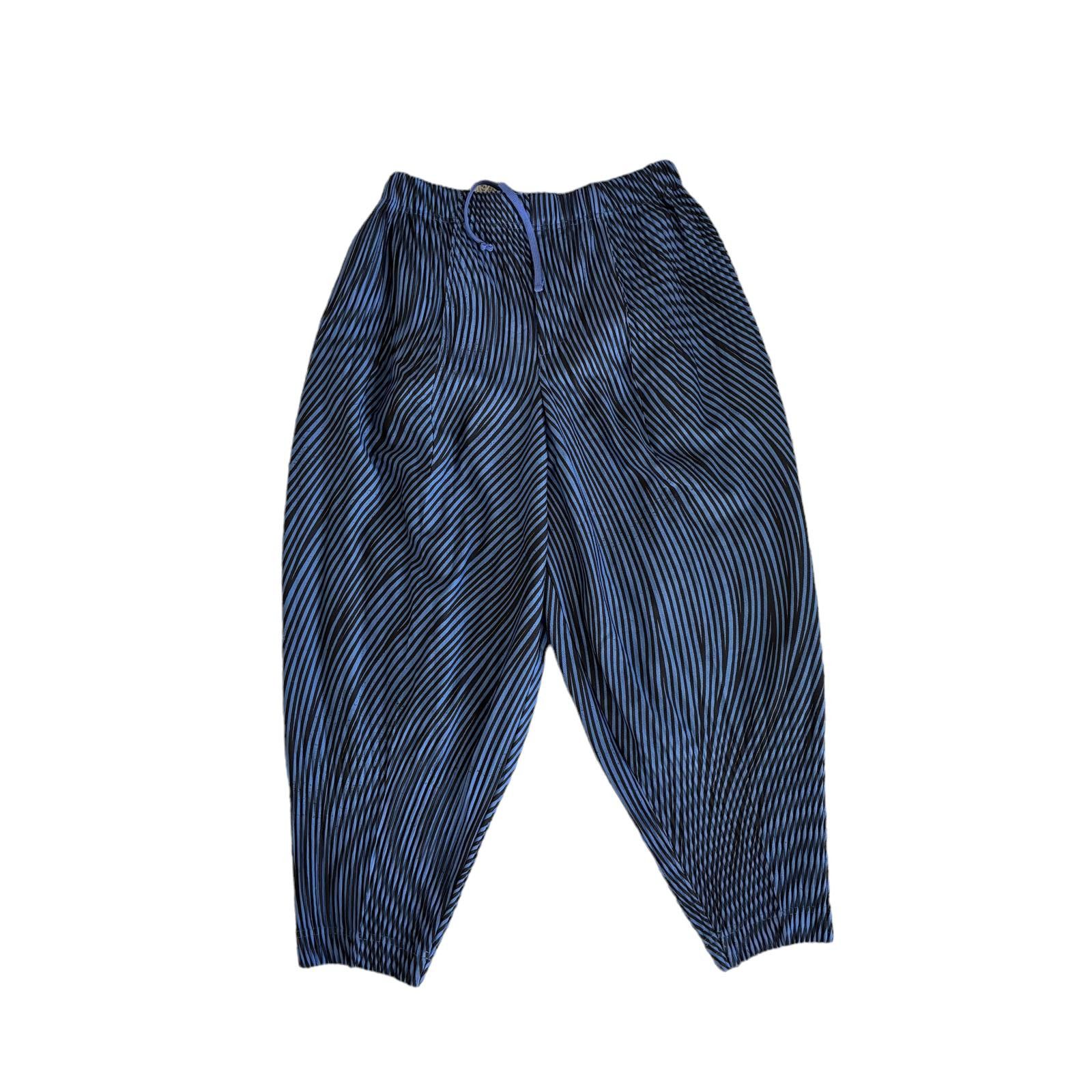 Issey Miyake Homme Plisse Issey Miyake Blue / Black Pleated Trousers Size US 30 / EU 46 - 1 Thumbnail
