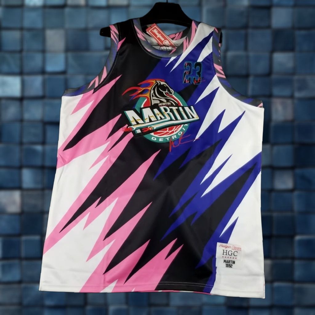 Martin TV Show Headgear Detroit Pistons Embroidered Basketball Jersey XXL