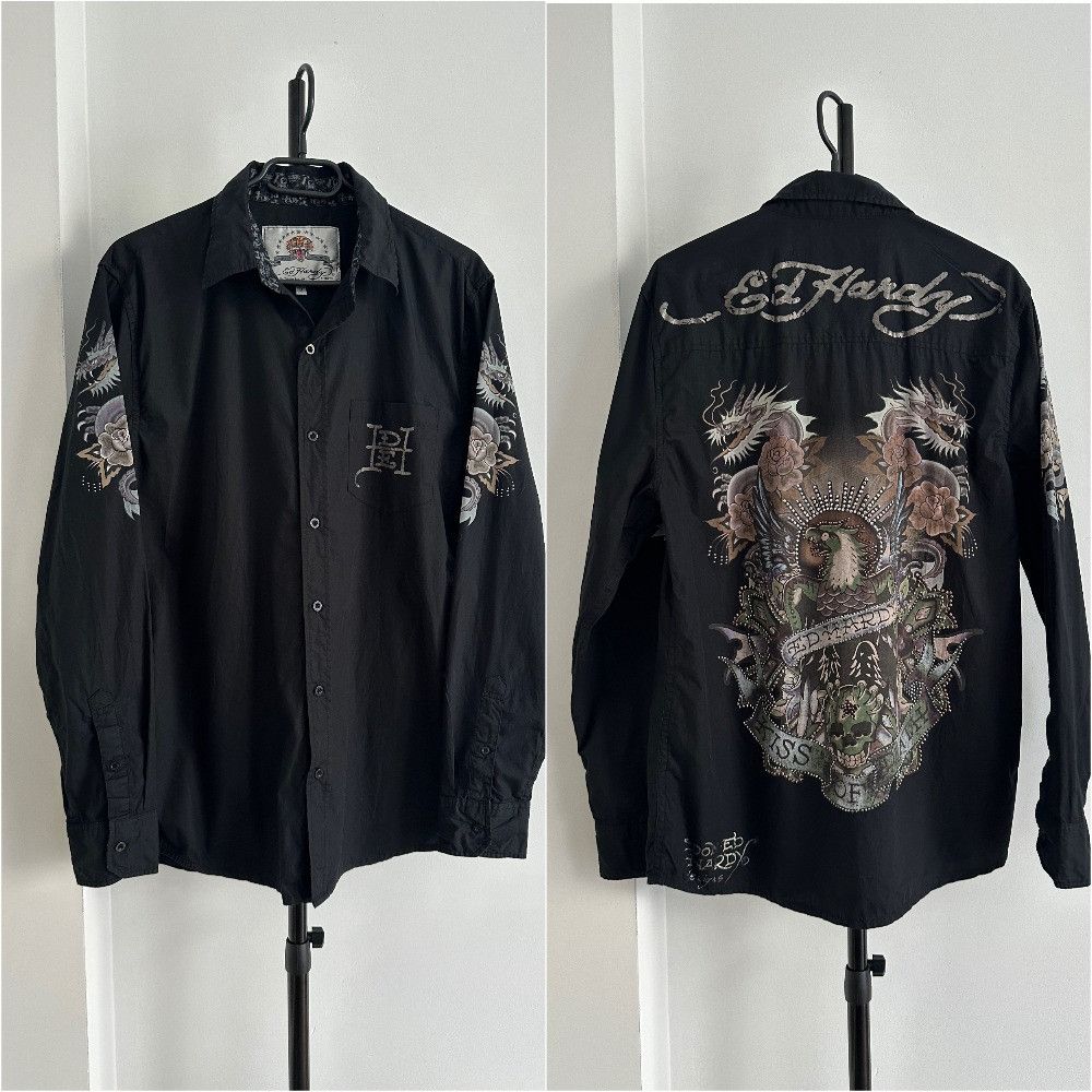 Ed Hardy ED HARDY eagle shirt long sleeve Y2K Size M / US 6-8 / IT 42-44 - 1 Thumbnail