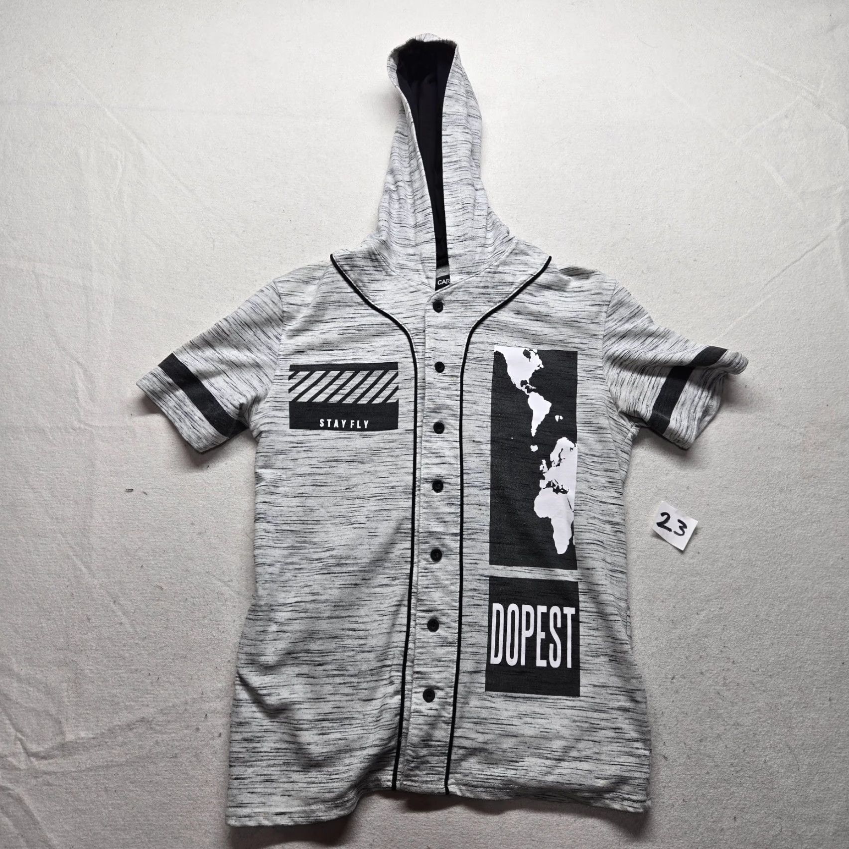 Carbon Carbon Hoodie Sweatshirt Mens S Gray Short Sleeve Button Up Knit 100% Cotton Winter Spring Size US S / EU 44-46 / 1 - 2 Thumbnail
