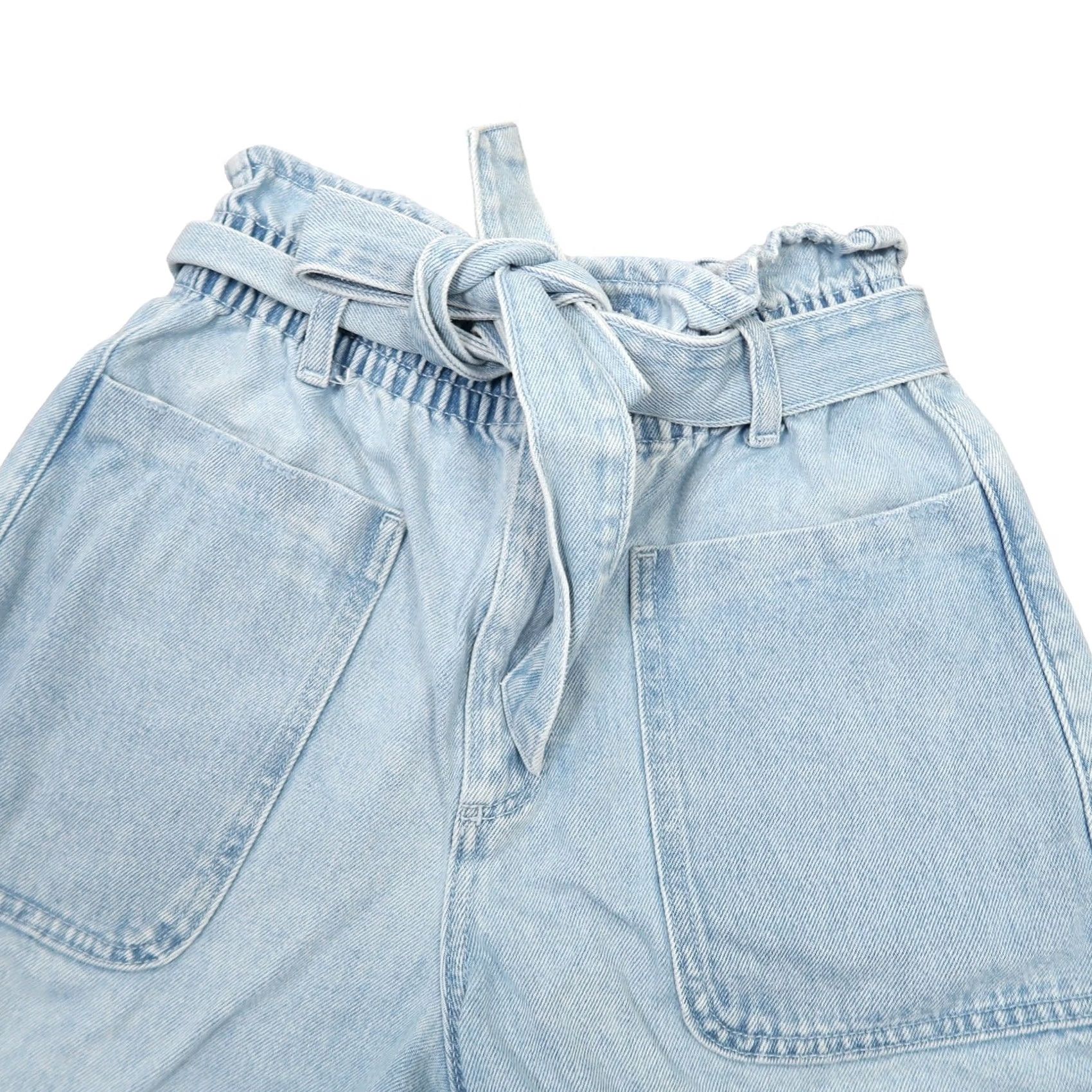 Zara ZARA shorts high rise paperbag cut off light wash blue denim 4 Size 27" / US 4 / IT 40 - 2 Thumbnail