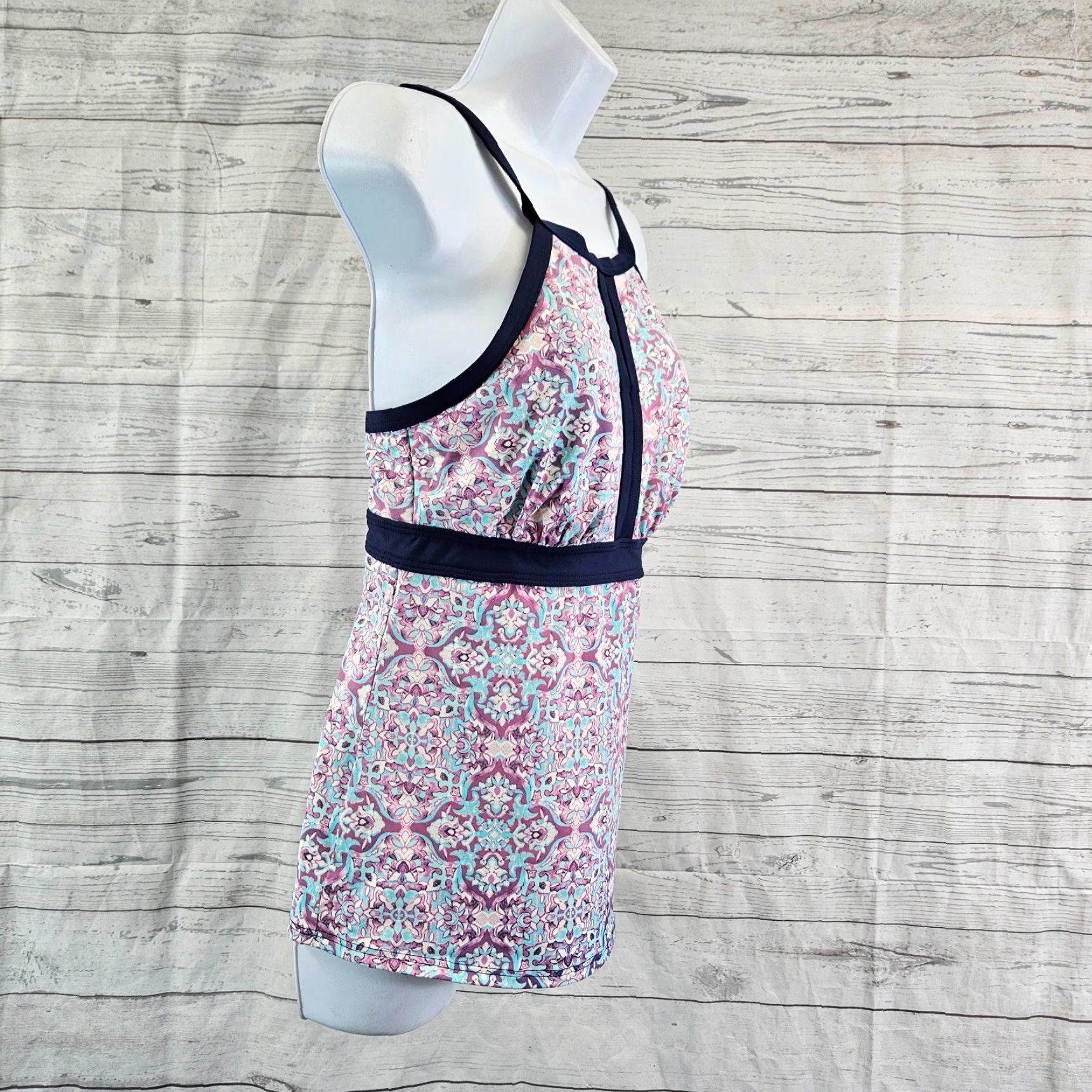 Lands' End Lands End Tankini Womens Sz 8 D Purple Blue Printed Size ONE SIZE - 3 Thumbnail