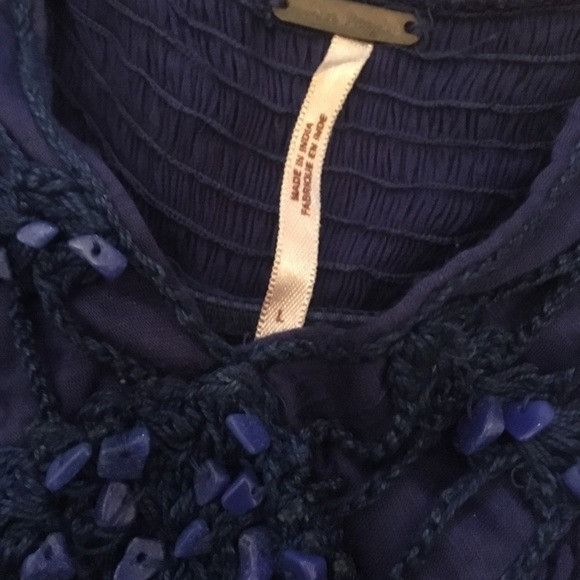 Free People Free People Navy Beaded Stone Cut out Dress Size L / US 10 / IT 46 - 4 Thumbnail