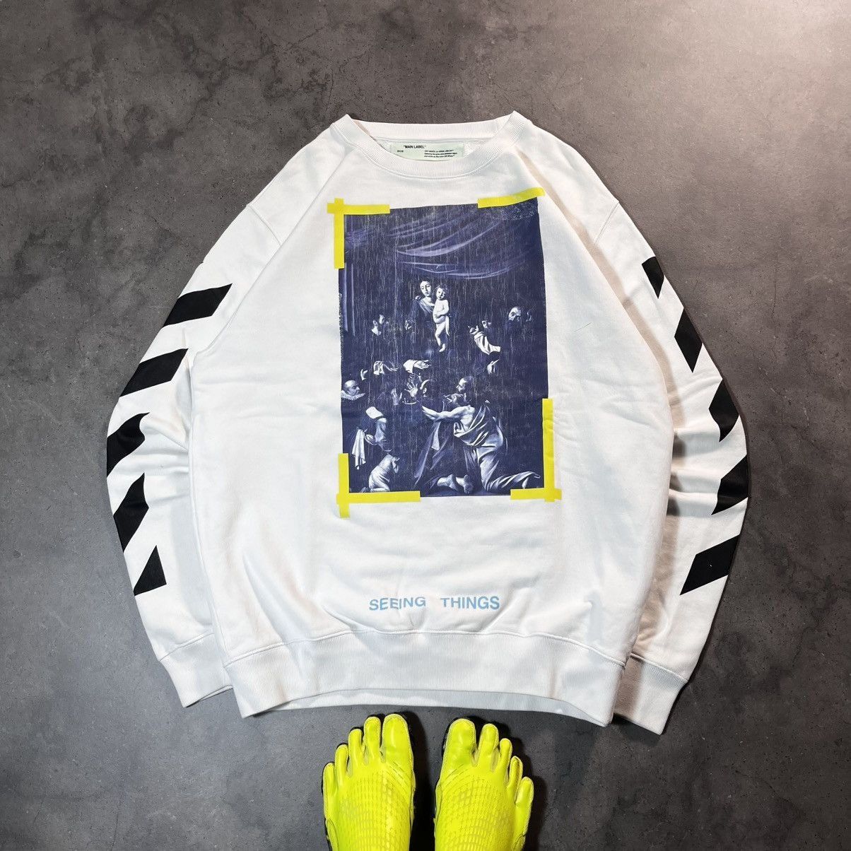 Off-White Off White Virgil Abloh Diagonals Caravaggio Crewneck Sweat Size US XL / EU 56 / 4 - 1 Thumbnail