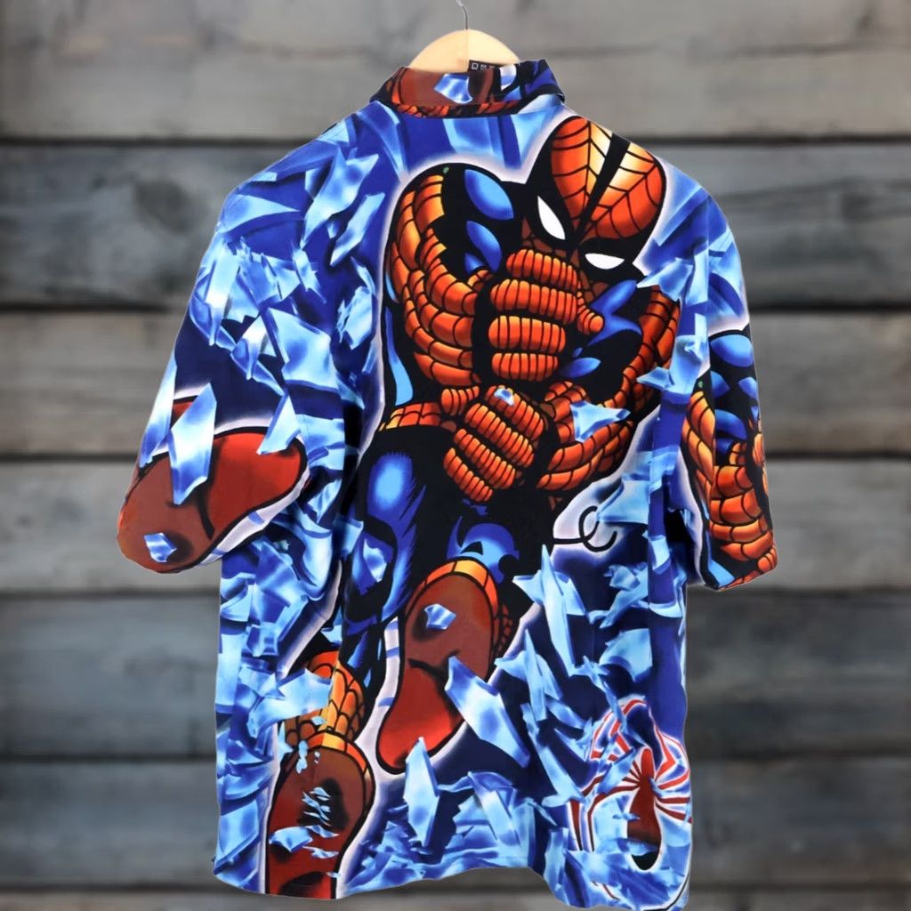Vintage VINTAGE Marvel Spider-Man Shirt Mens Large Blue AOP Button Down VTG Y2K Size US L / EU 52-54 / 3 - 1 Thumbnail