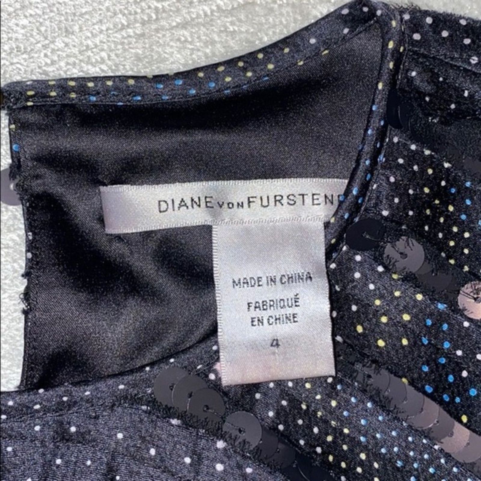 Diane von Furstenberg DVF Black Mini High Neck Sequin Dress | Sz 4 Size S / US 4 / IT 40 - 5 Thumbnail