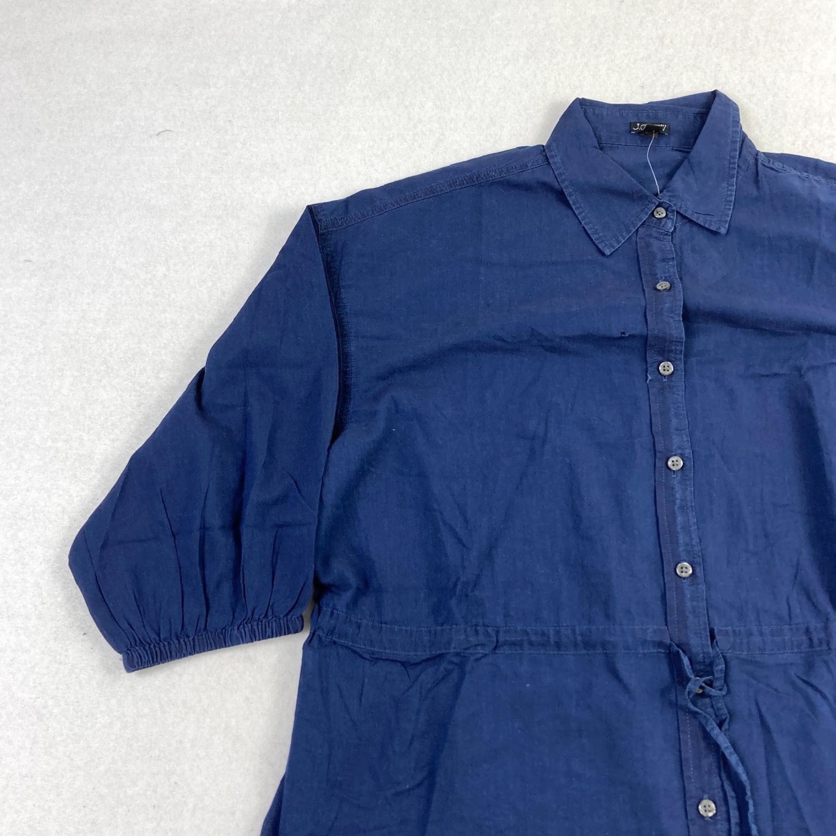 J.Crew J.CREW Shirt Dress Women's Small Blue Cinched Waist Cotton Voile Breezy Cover Up Size S / US 4 / IT 40 - 2 Thumbnail