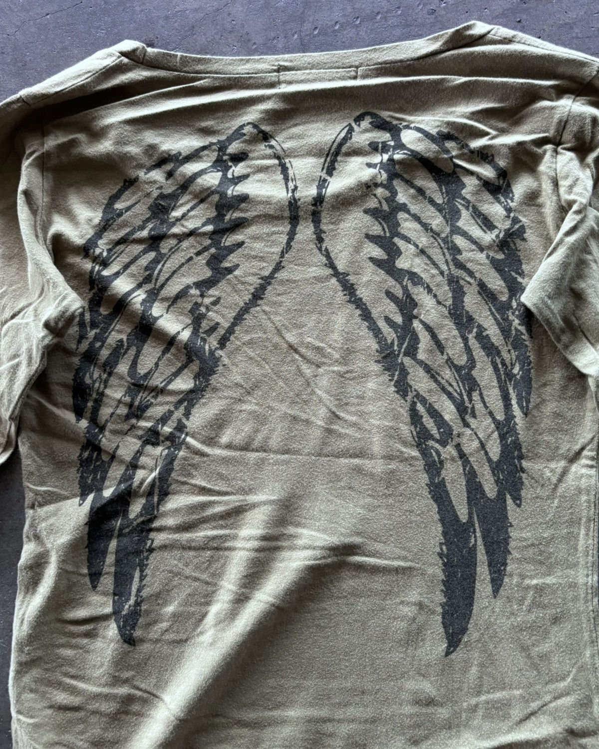 Japanese Brand Ed Hardy Style Male Vkei Skull Wings Poem Y2k Longsleeve Size US M / EU 48-50 / 2 - 7 Thumbnail