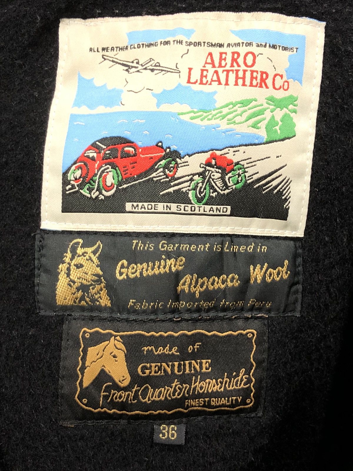 Aero Leathers RARE🔥HORSEHIDE FRONT QUARTER W/ ALPACA WOOL 6-POCKETS Size US M / EU 48-50 / 2 - 23 Thumbnail