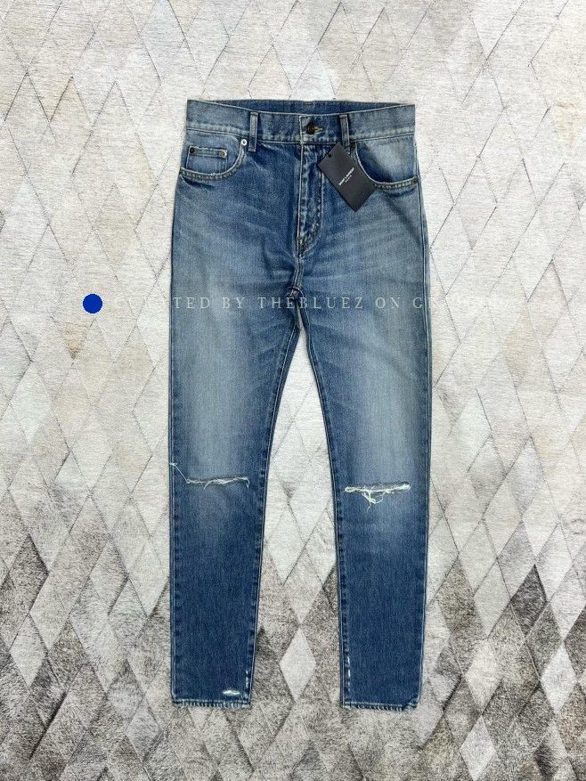 Saint Laurent Paris Blue Distressed Denim Jeans Size US 32 / EU 48 - 1 Thumbnail