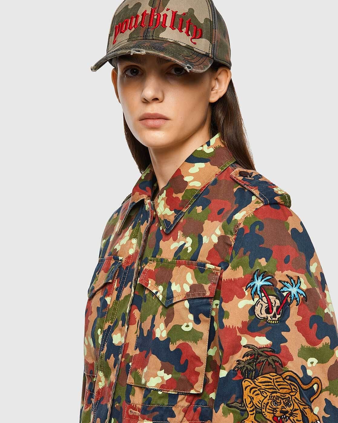 Diesel Diesel Camouflage G-CLAUDIA-CMF Utility Military Jacket Size XS / US 0-2 / IT 36-38 - 6 Thumbnail