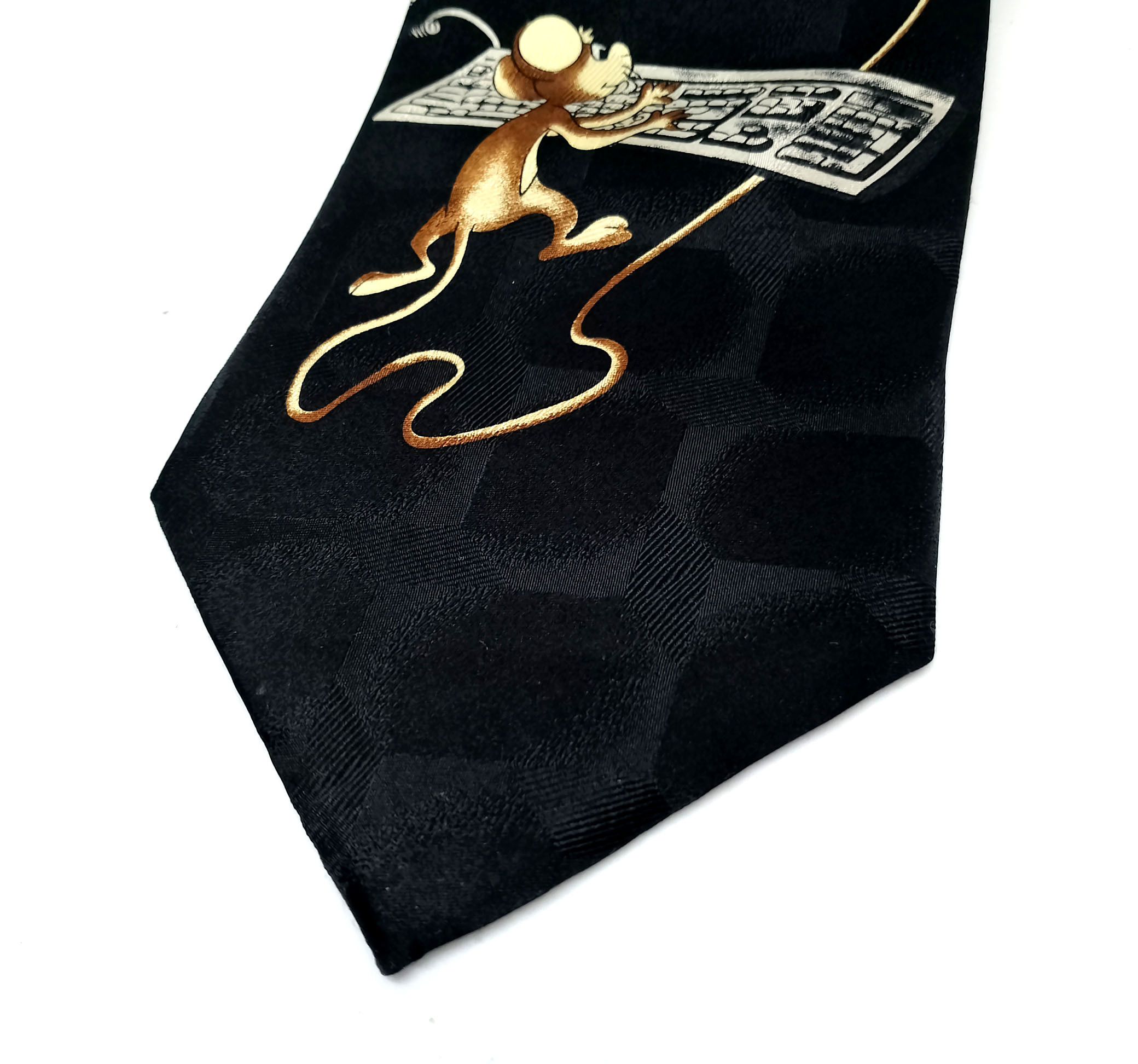 Other Vintage 90s Geek Silk Tie Scruff of the Neck England Size ONE SIZE - 3 Thumbnail