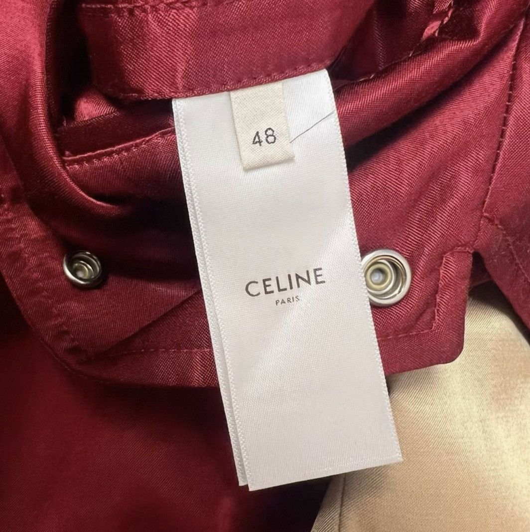 Celine Celine Burgundy Satin Varsity Bomber Jacket Size US M / EU 48-50 / 2 - 4 Thumbnail