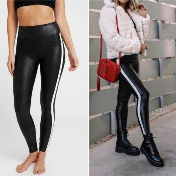 Spanx SPANX Faux Vegan Leather Side Strap Leggings Metallic XS Size 25" / US 0 / IT 36 - 2 Thumbnail