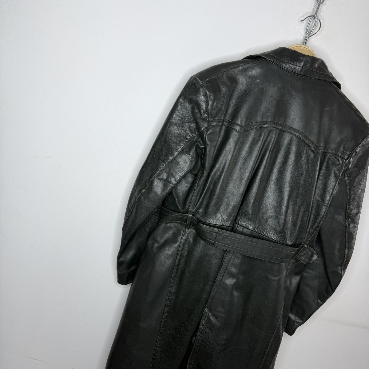 Genuine Leather Vintage 1980s very rare heavy belted leather coat 80s Size US M / EU 48-50 / 2 - 9 Thumbnail