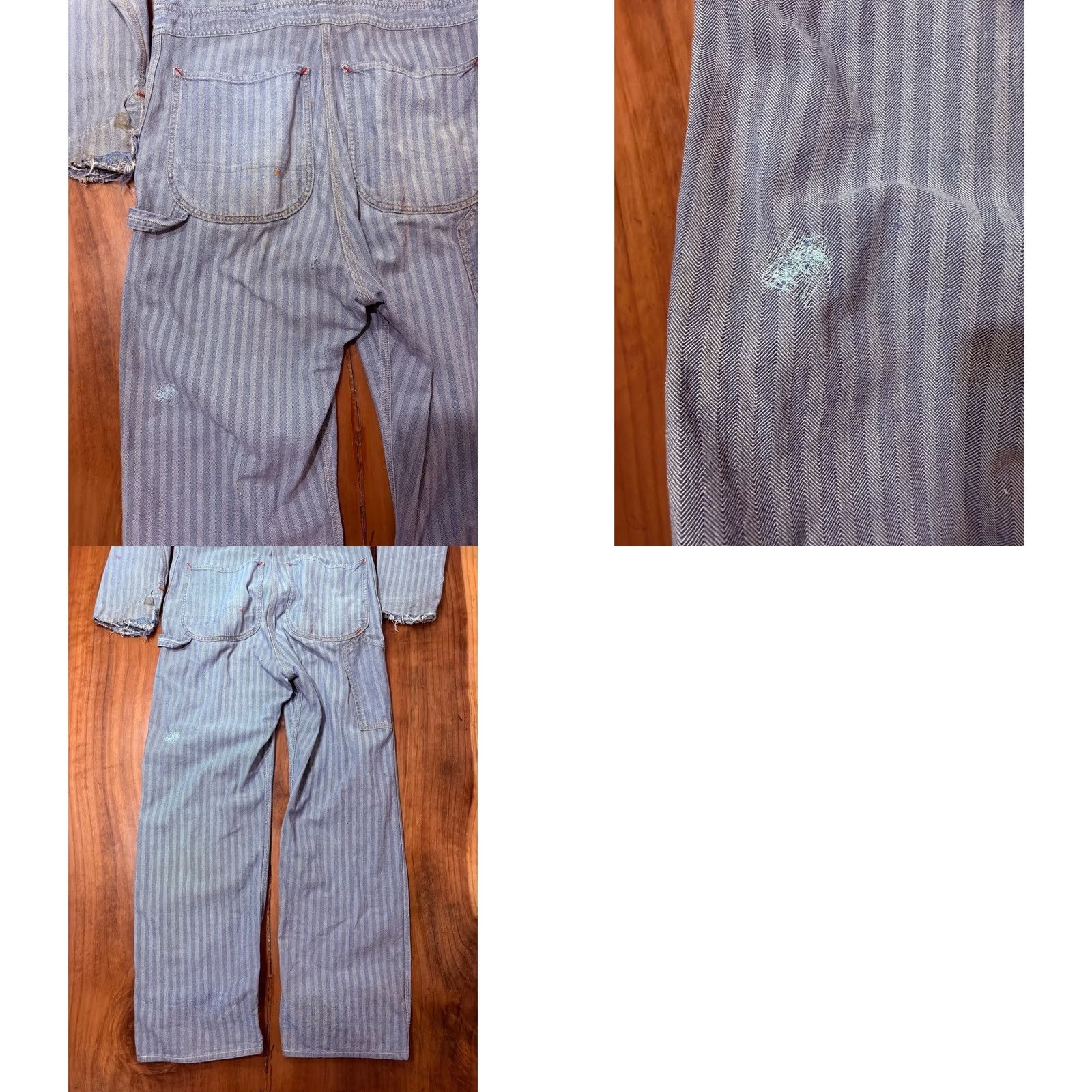 JCPenney Vintage Penneys Big Mac Coverall Mens Cotton Work Striped Sanforized 1940s A4-21 Size US 37 - 8 Thumbnail