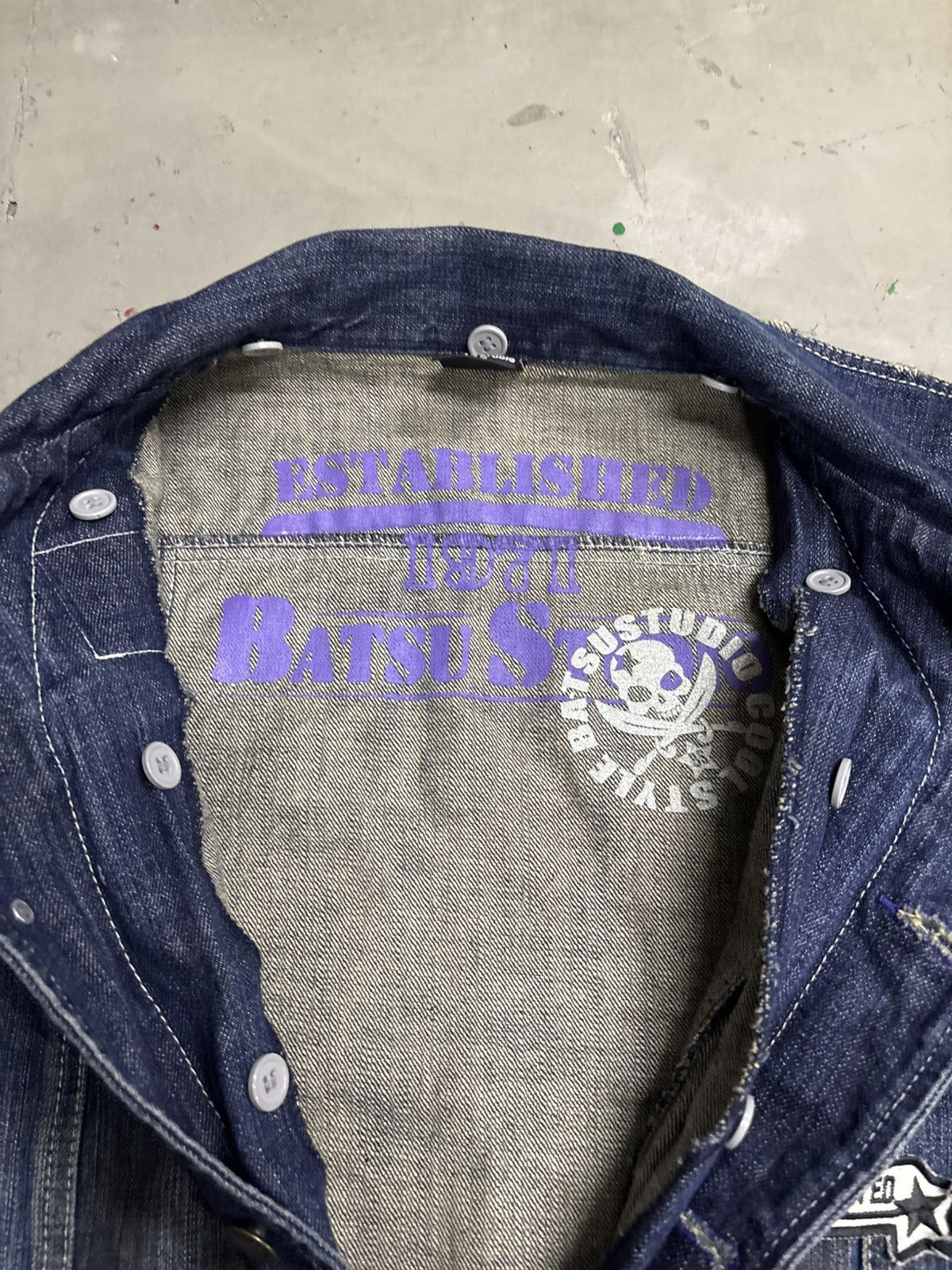 If Six Was Nine Ba-Tsu Studio Rock Star Skull Type III Denim Zip Up Jacket Size US XS / EU 42 / 0 - 9 Thumbnail