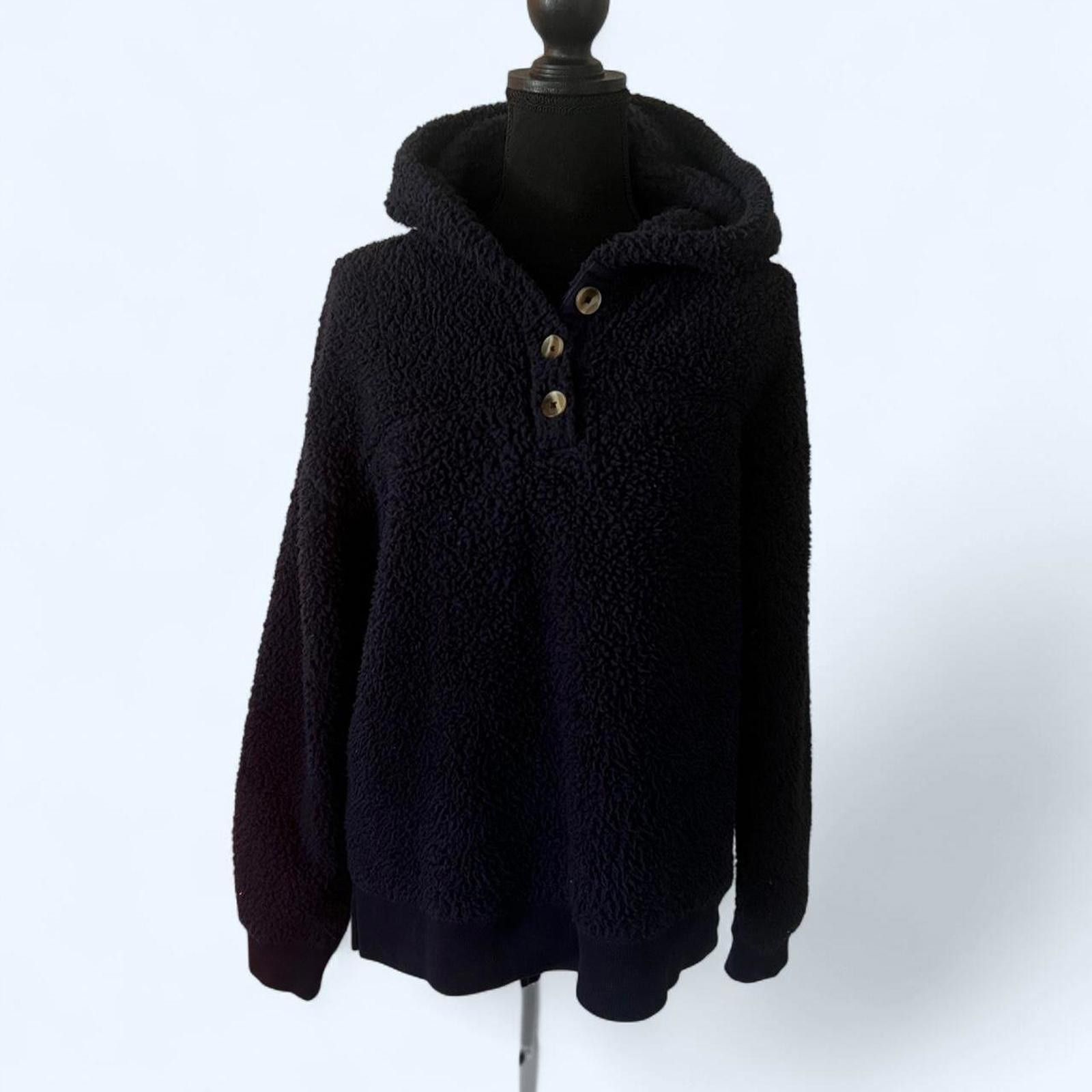 Sonoma SO Good for life Navy Sherpa hooded pullover sweater Size M / US 6-8 / IT 42-44 - 1 Thumbnail