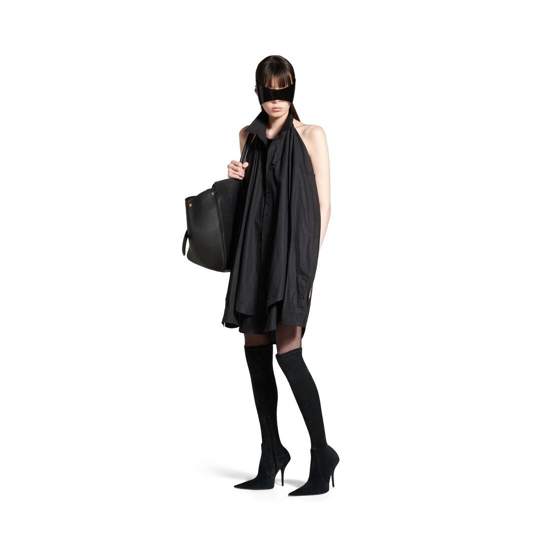 Balenciaga oc11z0426 Suspended Shirt Dress in Black Size S / US 4 / IT 40 - 1 Thumbnail