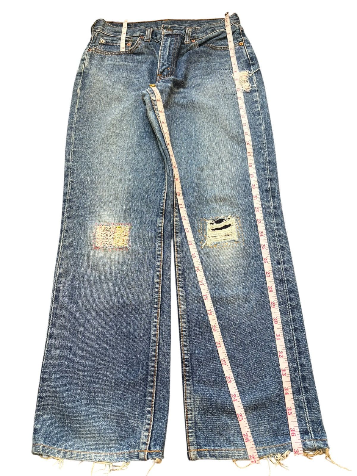 Levi's Vintage 90s Levis 505 Patches Distressed Jeans Size 27" / US 4 / IT 40 - 7 Thumbnail