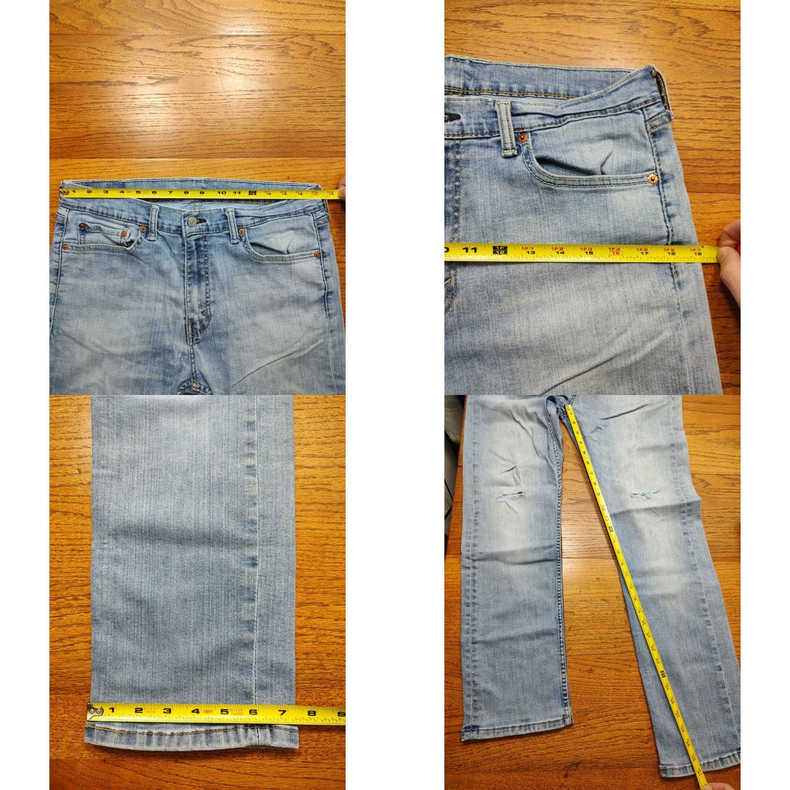 Levi's Levi's 513 Straight Jeans Mens 32x31 Light Wash Distressed Denim Size US 32 / EU 48 - 8 Thumbnail