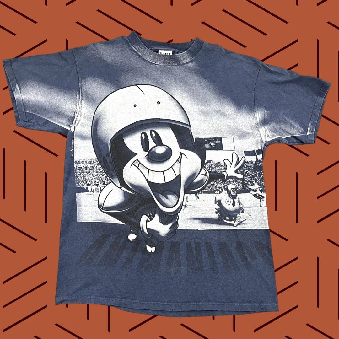 Tultex Vintage ANIMANIACS Shirt Mens Extra Large XL Blue AOP All Over Large Graphic 90s Mens Size US XL / EU 56 / 4 - 1 Thumbnail
