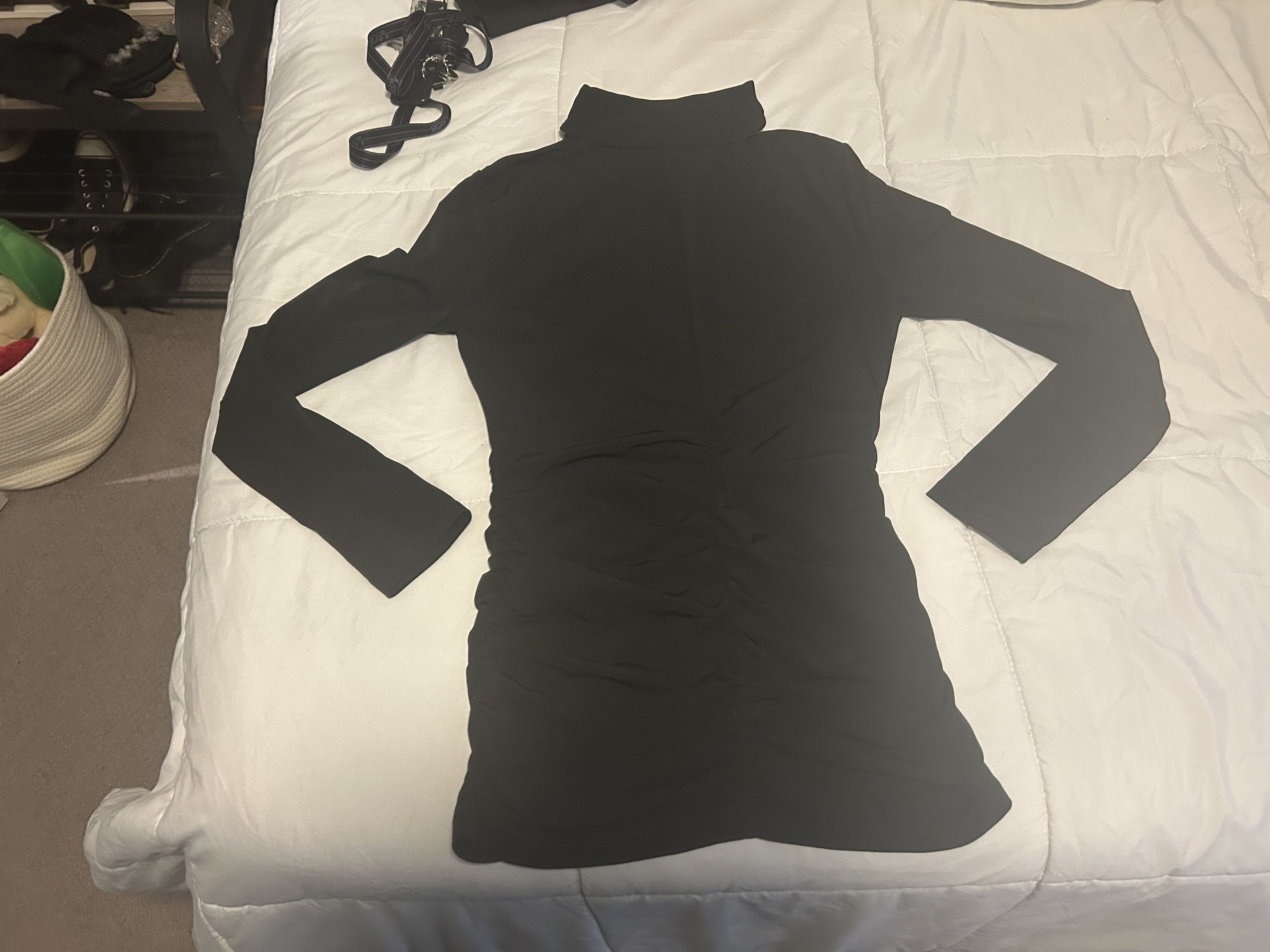 White House Black Market WHBM Ruched Long Sleeve Button Up Polo Top Size XXS / US 00 / IT 34 - 2 Thumbnail