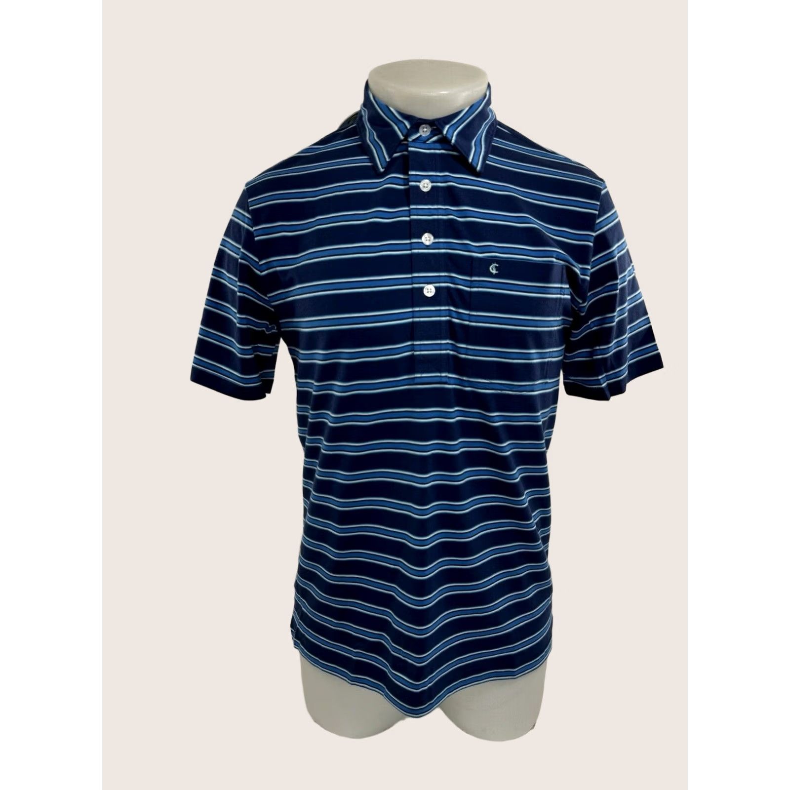 Vintage Criquet Mens S Pocket Polo Shirt Striped Embroidered Logo Blue / White Size US S / EU 44-46 / 1 - 1 Thumbnail
