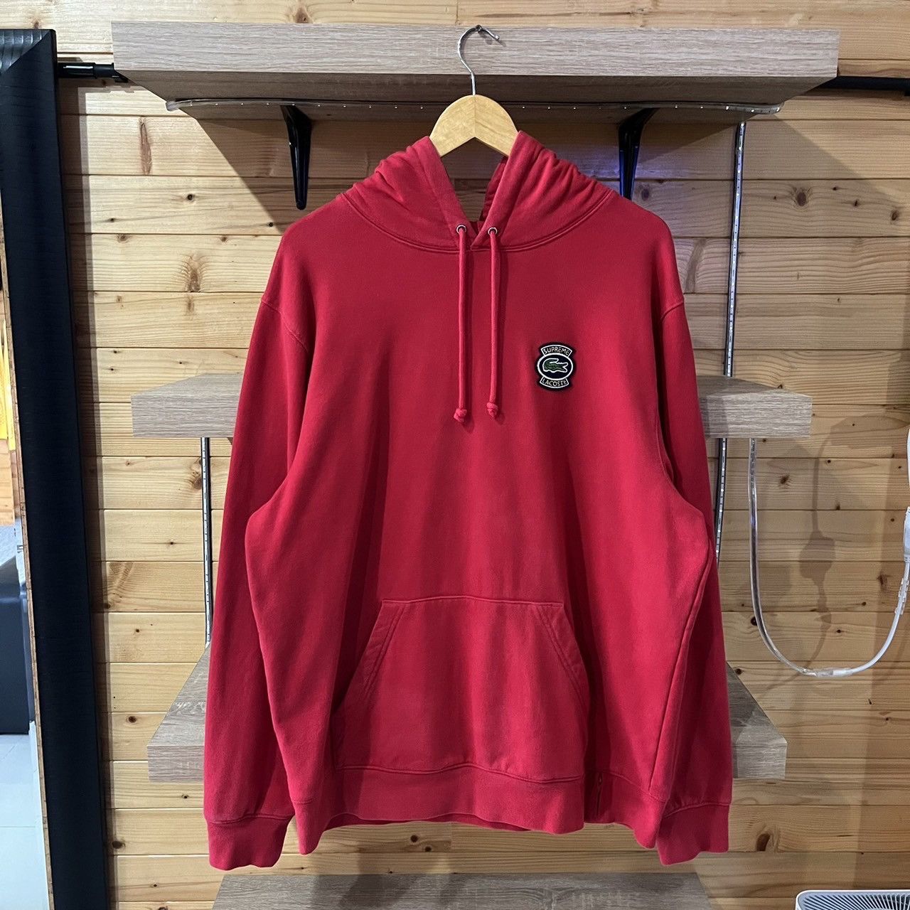 Supreme Supreme Lacoste Hooded Sweatshirt Red | Grailed