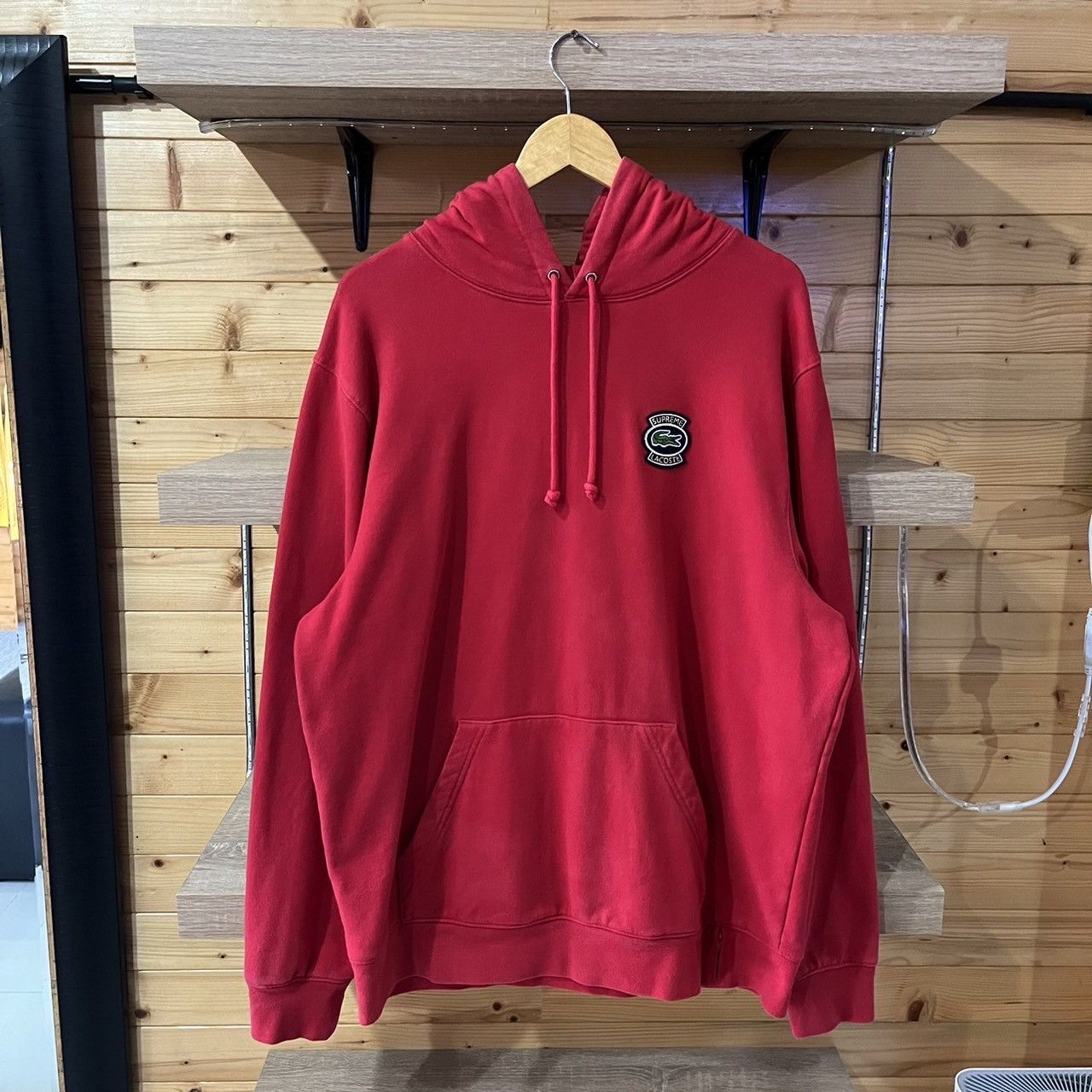 Lacoste × Supreme Supreme Lacoste Hooded Sweatshirt Red | Grailed 