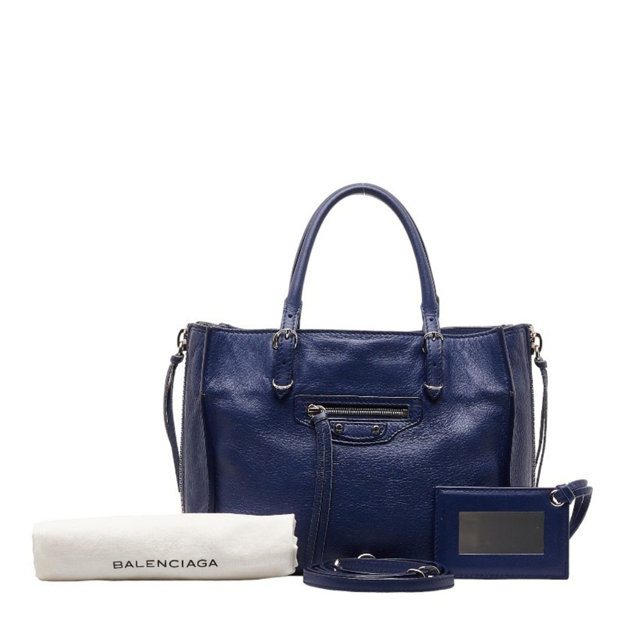 image of Balenciaga Paper Handbag Shoulder Bag 357333 Blue Leather Women's Balenciaga