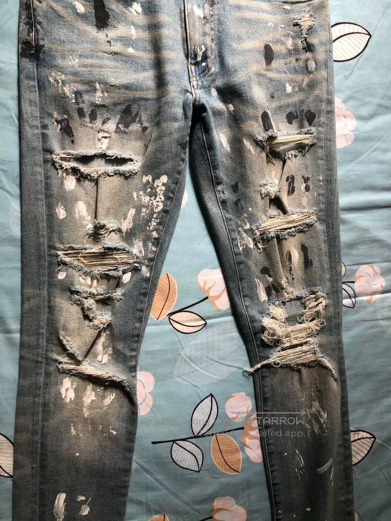 Amiri Amiri Classic Extinct Splattered Blue Diamond Base Jeans Size US 32 / EU 48 - 2 Thumbnail