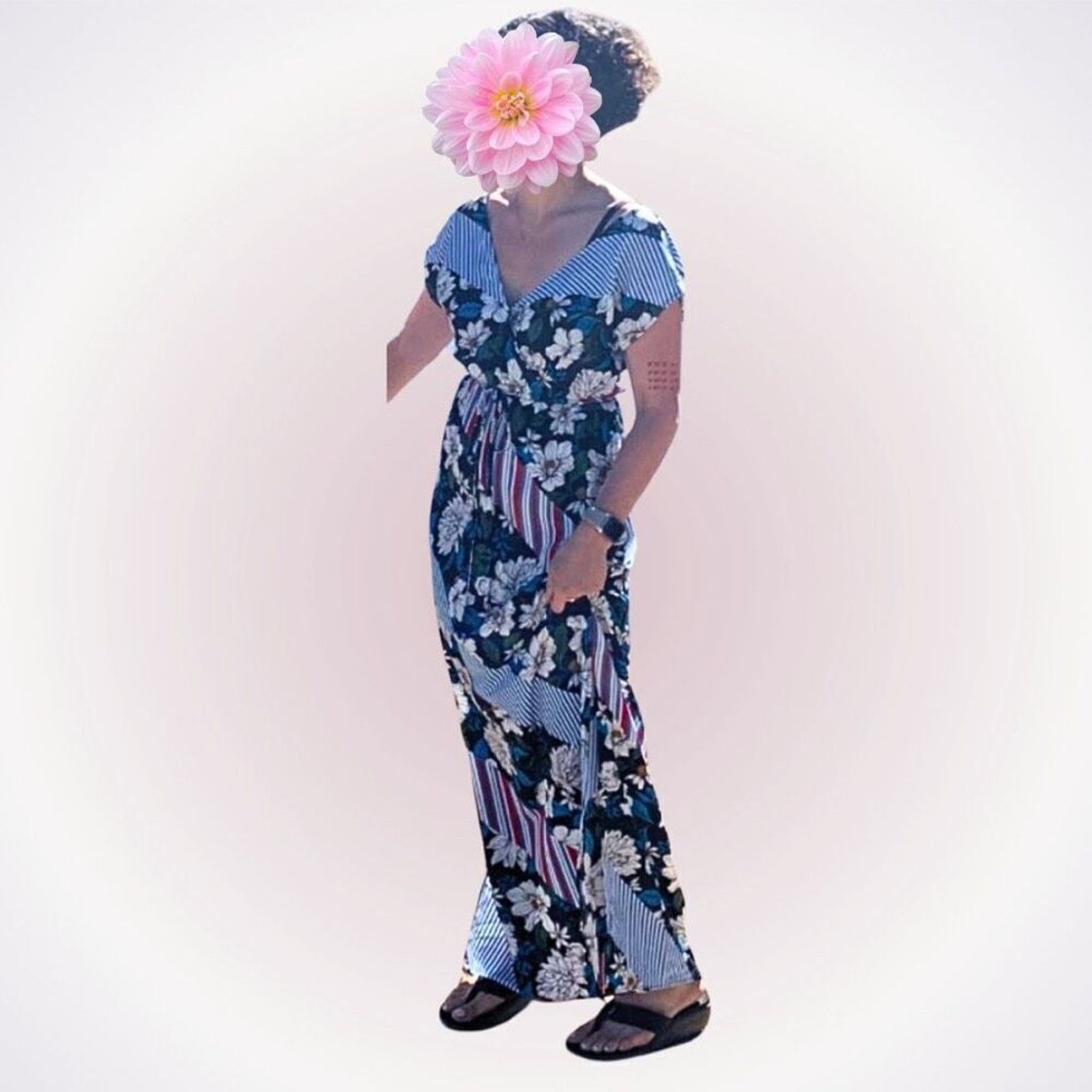 Nordstrom Nordstrom Mixed Print V-Neck Maxi Dress | Sz S Size S / US 4 / IT 40 - 1 Thumbnail