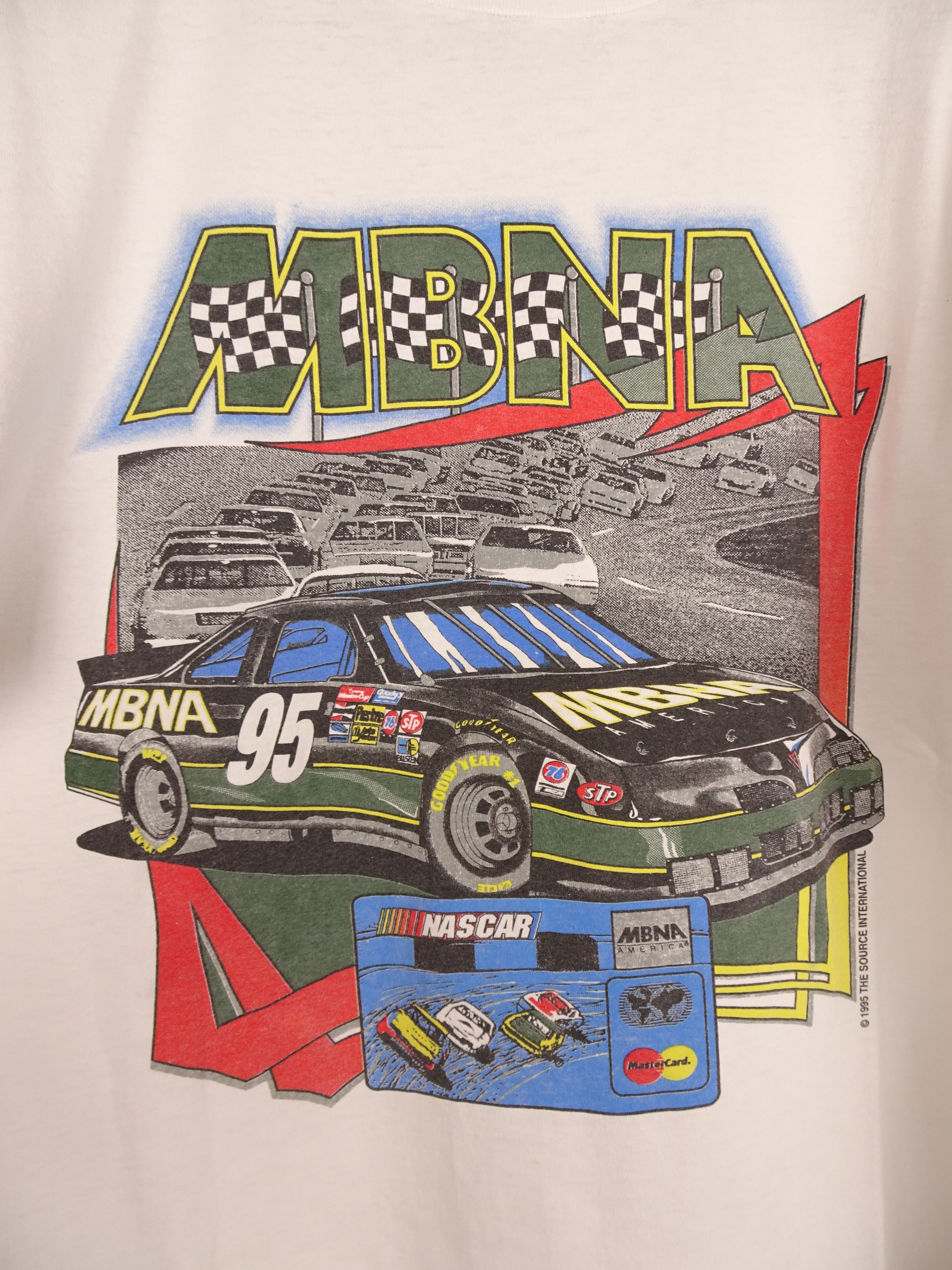 Tultex Vtg '95 NASCAR MBNA MOTORSPORTS RACING Single Stitch T-Shirt Size US XL / EU 56 / 4 - 2 Thumbnail